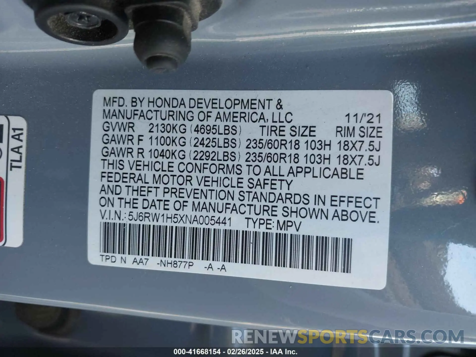 9 Фотография поврежденного автомобиля 5J6RW1H5XNA005441 HONDA CR-V 2022