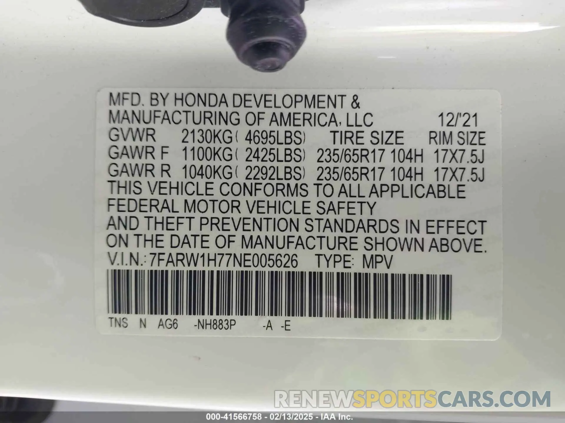 9 Фотография поврежденного автомобиля 7FARW1H77NE005626 HONDA CR-V 2022