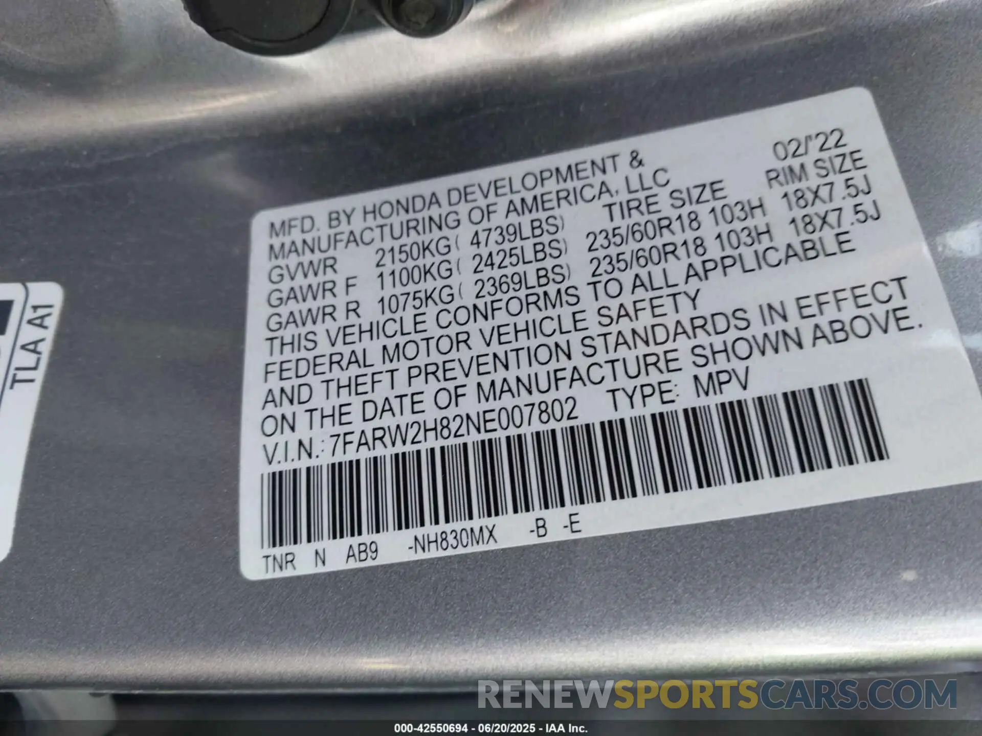 9 Фотография поврежденного автомобиля 7FARW2H82NE007802 HONDA CR-V 2022