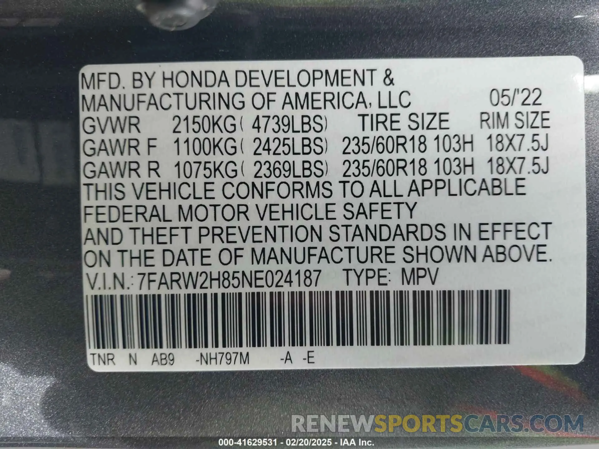 9 Фотография поврежденного автомобиля 7FARW2H85NE024187 HONDA CR-V 2022