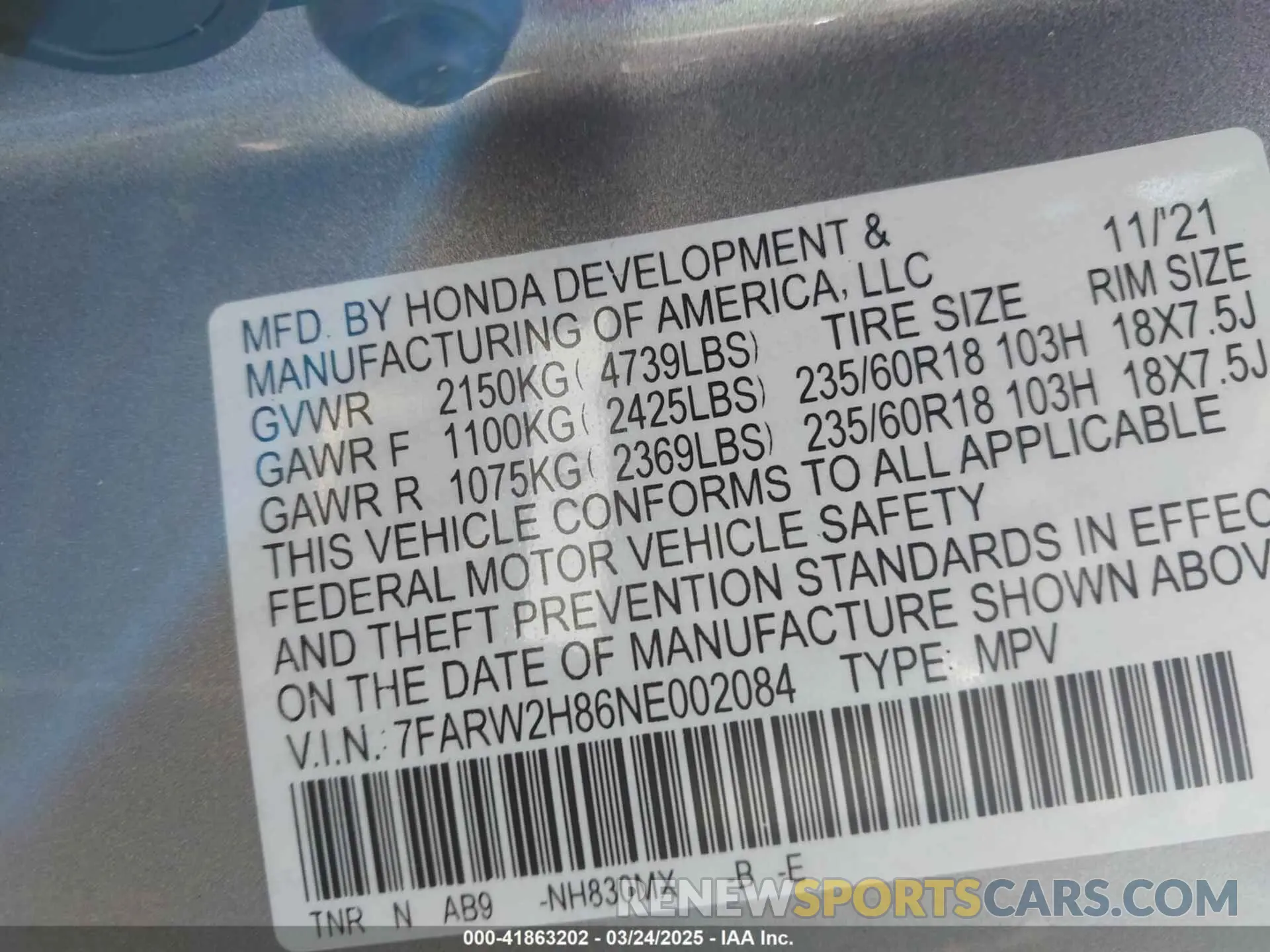 9 Фотография поврежденного автомобиля 7FARW2H86NE002084 HONDA CR-V 2022
