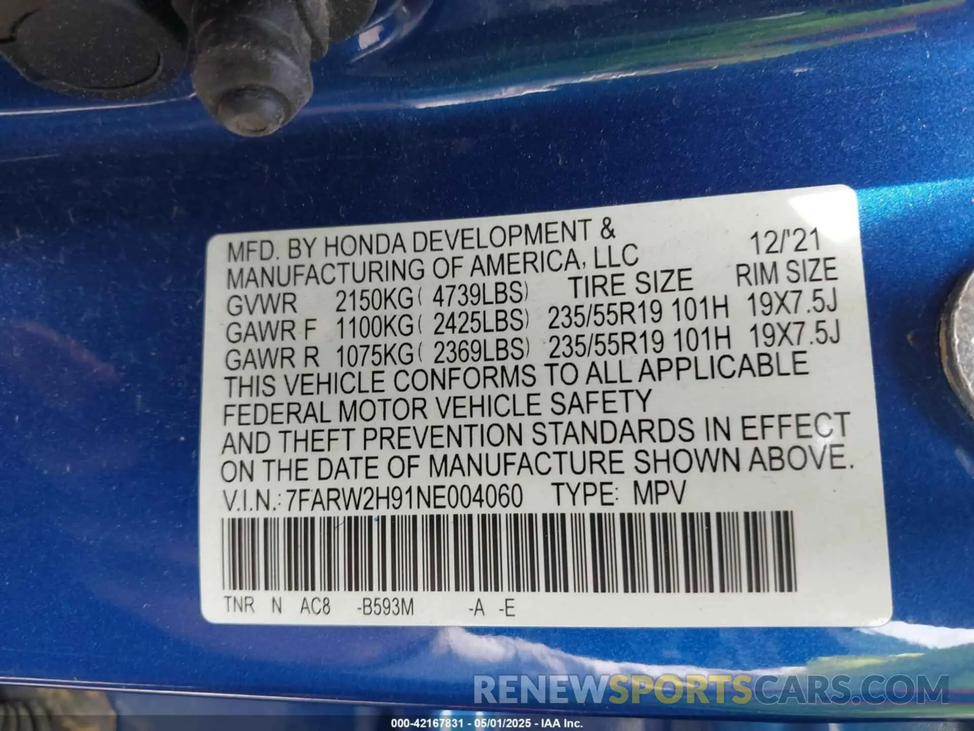 9 Photograph of a damaged car 7FARW2H91NE004060 HONDA CR-V 2022