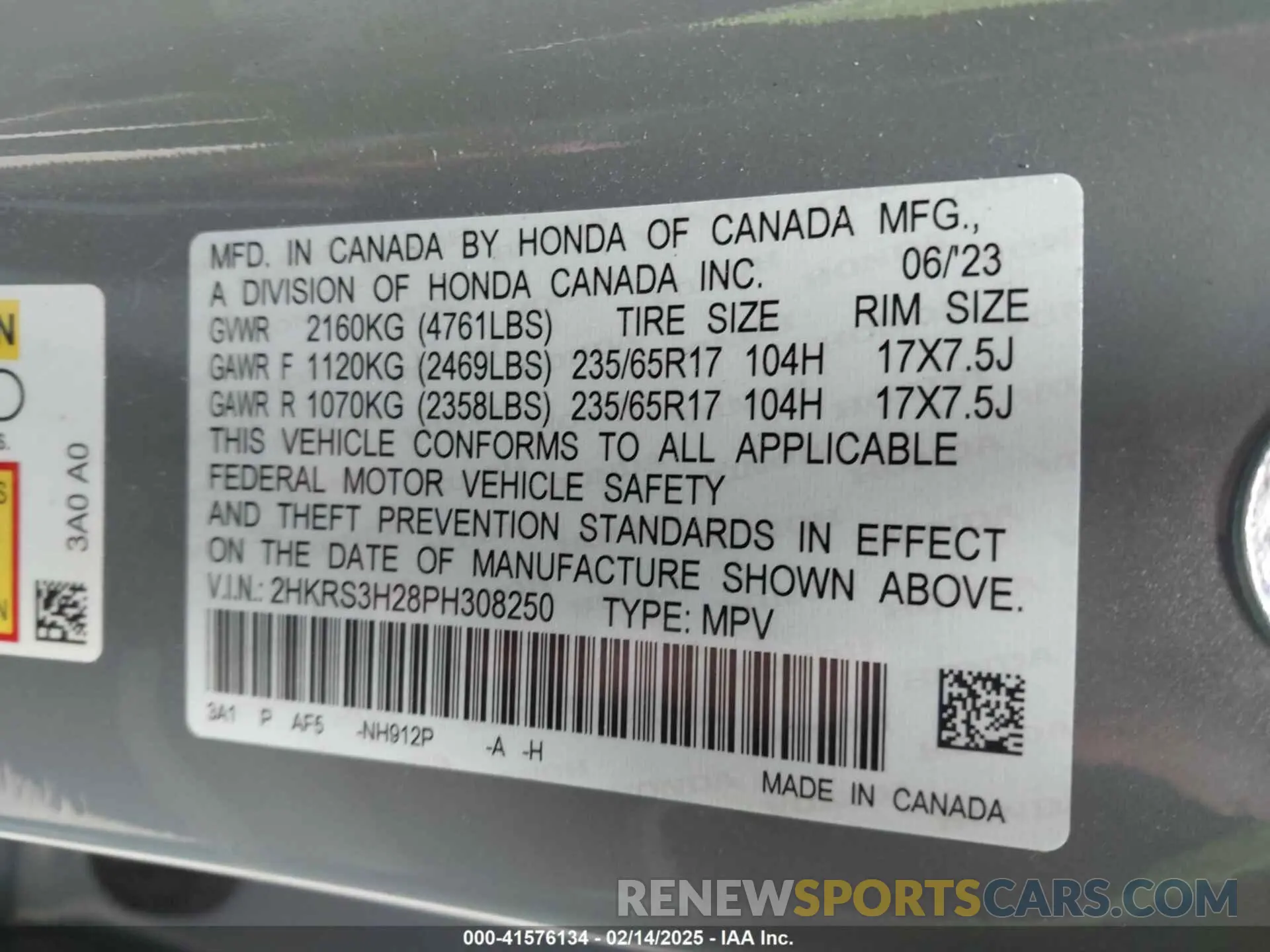 9 Фотография поврежденного автомобиля 2HKRS3H28PH308250 HONDA CR-V 2023