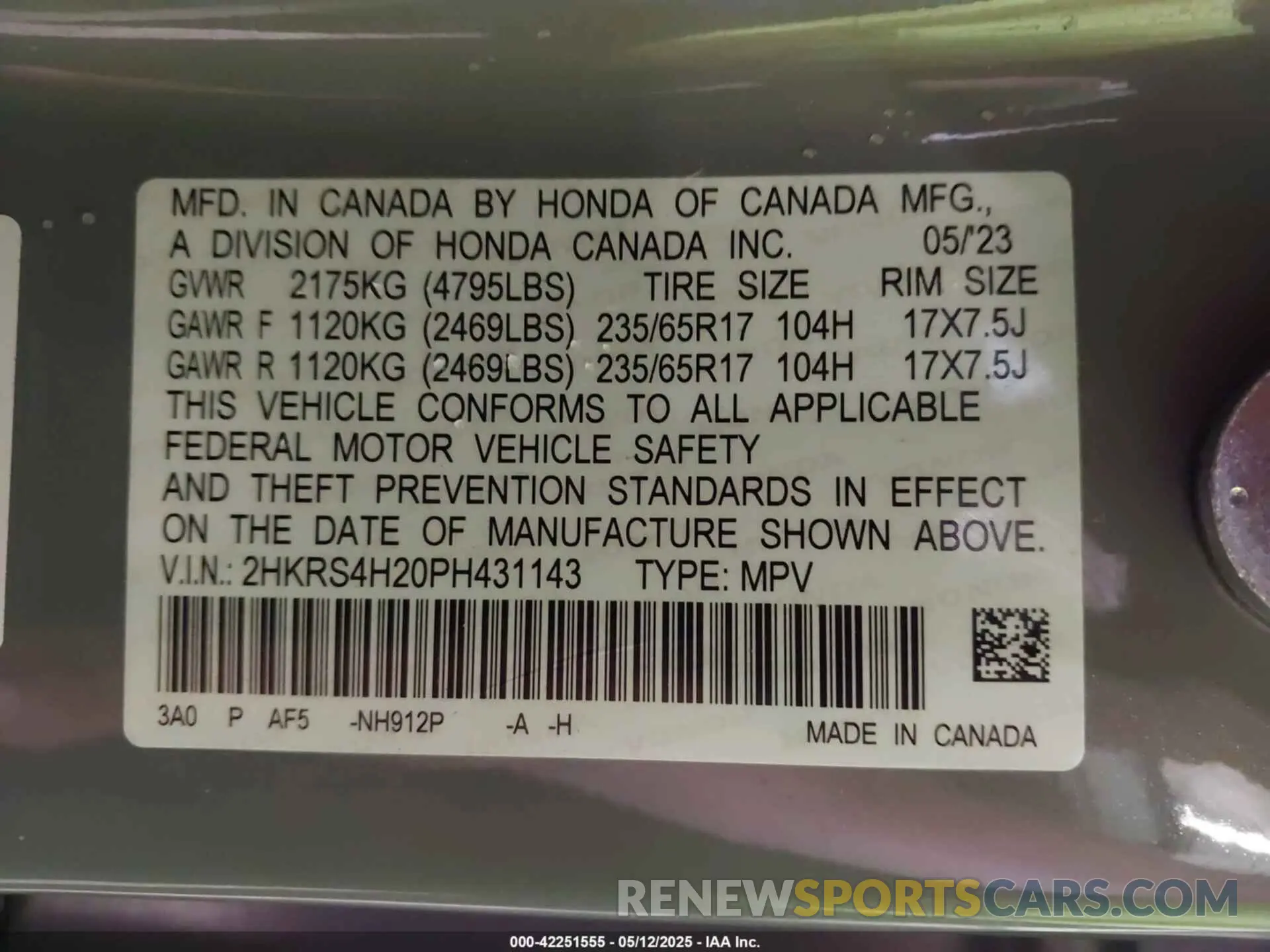 9 Photograph of a damaged car 2HKRS4H20PH431143 HONDA CR-V 2023