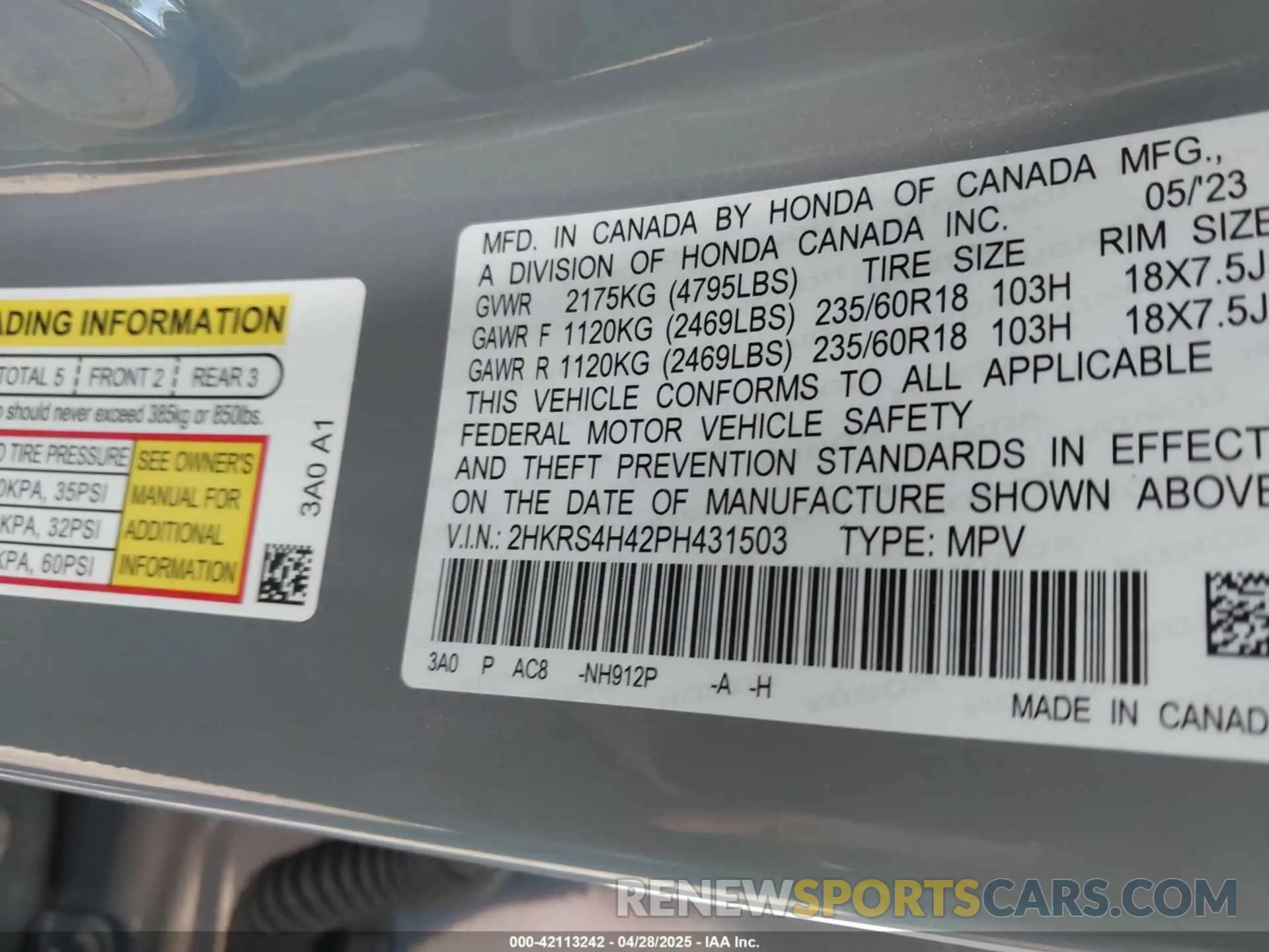 9 Фотография поврежденного автомобиля 2HKRS4H42PH431503 HONDA CR-V 2023