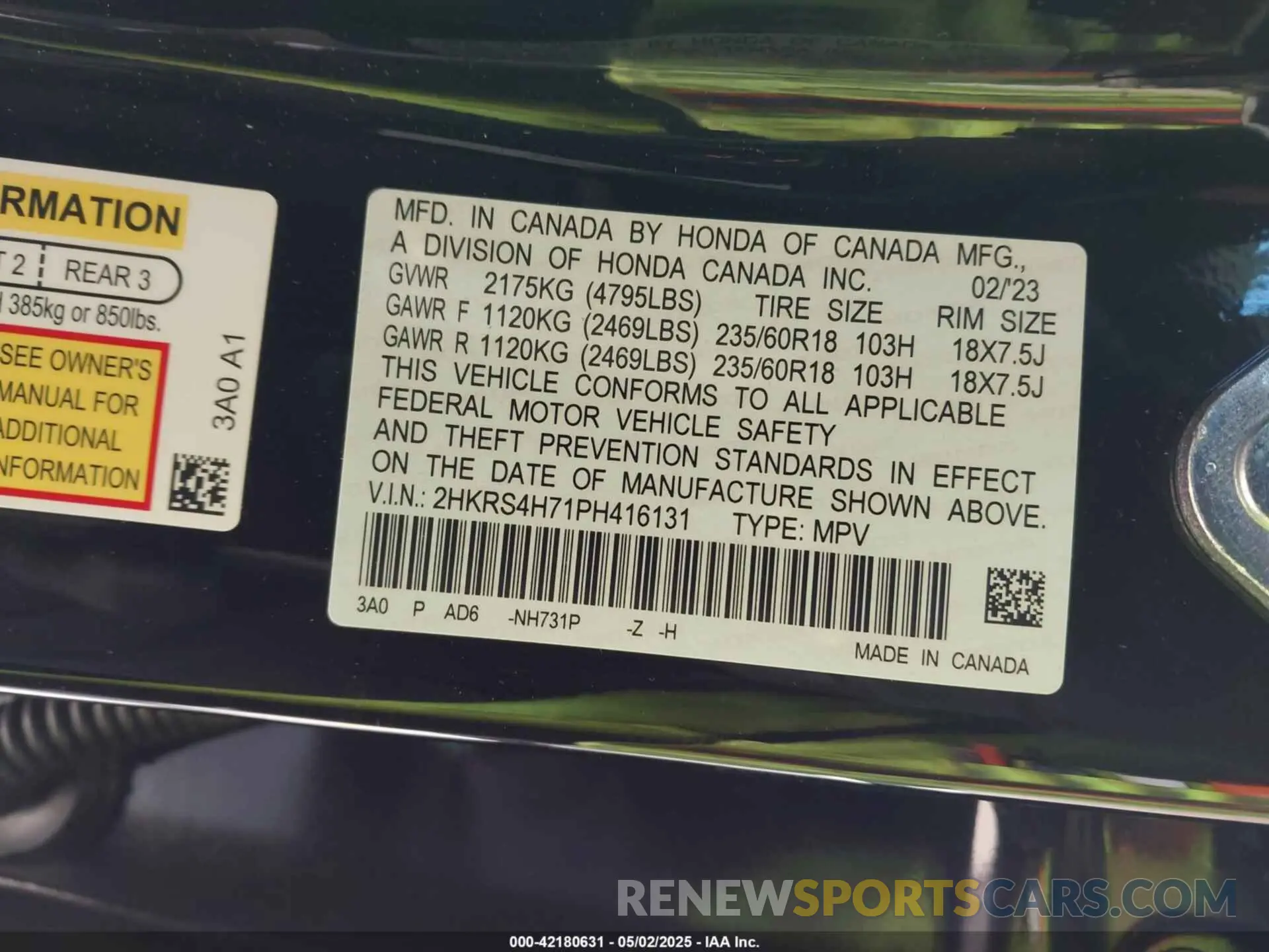9 Фотография поврежденного автомобиля 2HKRS4H71PH416131 HONDA CR-V 2023