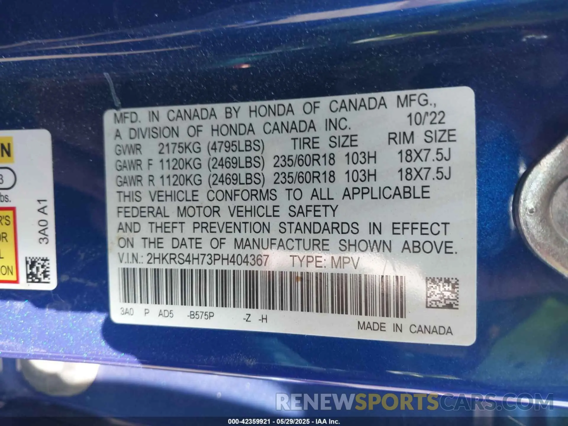 9 Photograph of a damaged car 2HKRS4H73PH404367 HONDA CR-V 2023