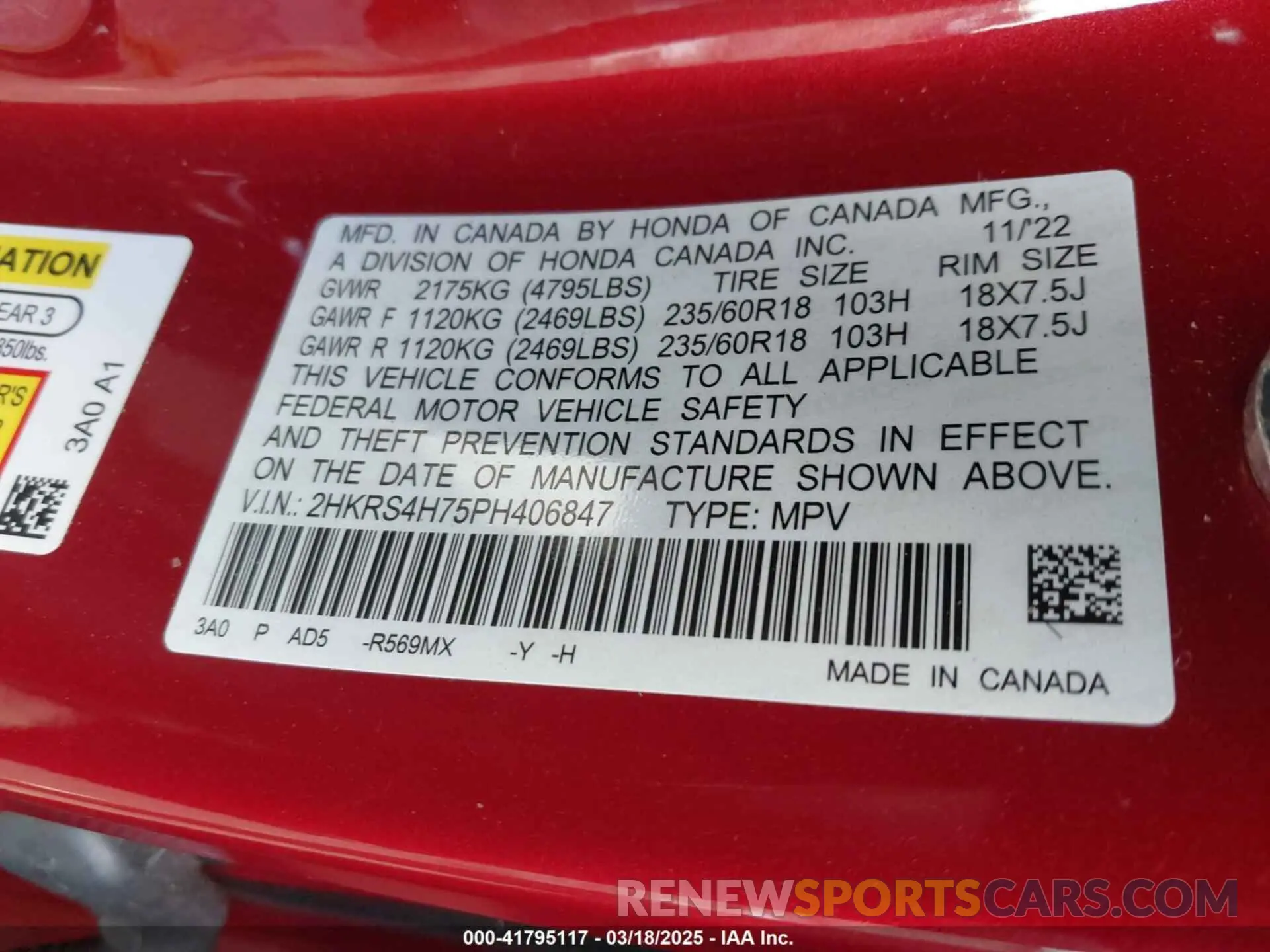 9 Фотография поврежденного автомобиля 2HKRS4H75PH406847 HONDA CR-V 2023