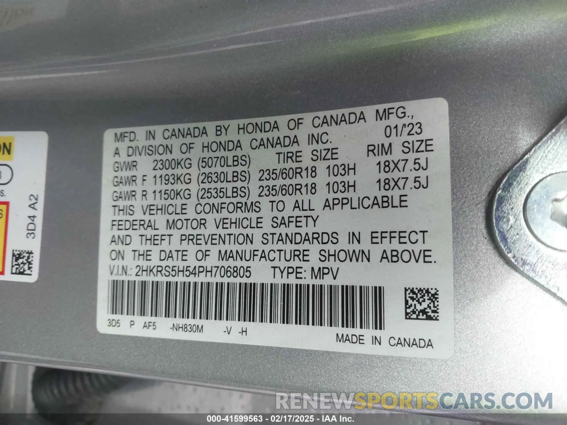 9 Фотография поврежденного автомобиля 2HKRS5H54PH706805 HONDA CR-V 2023