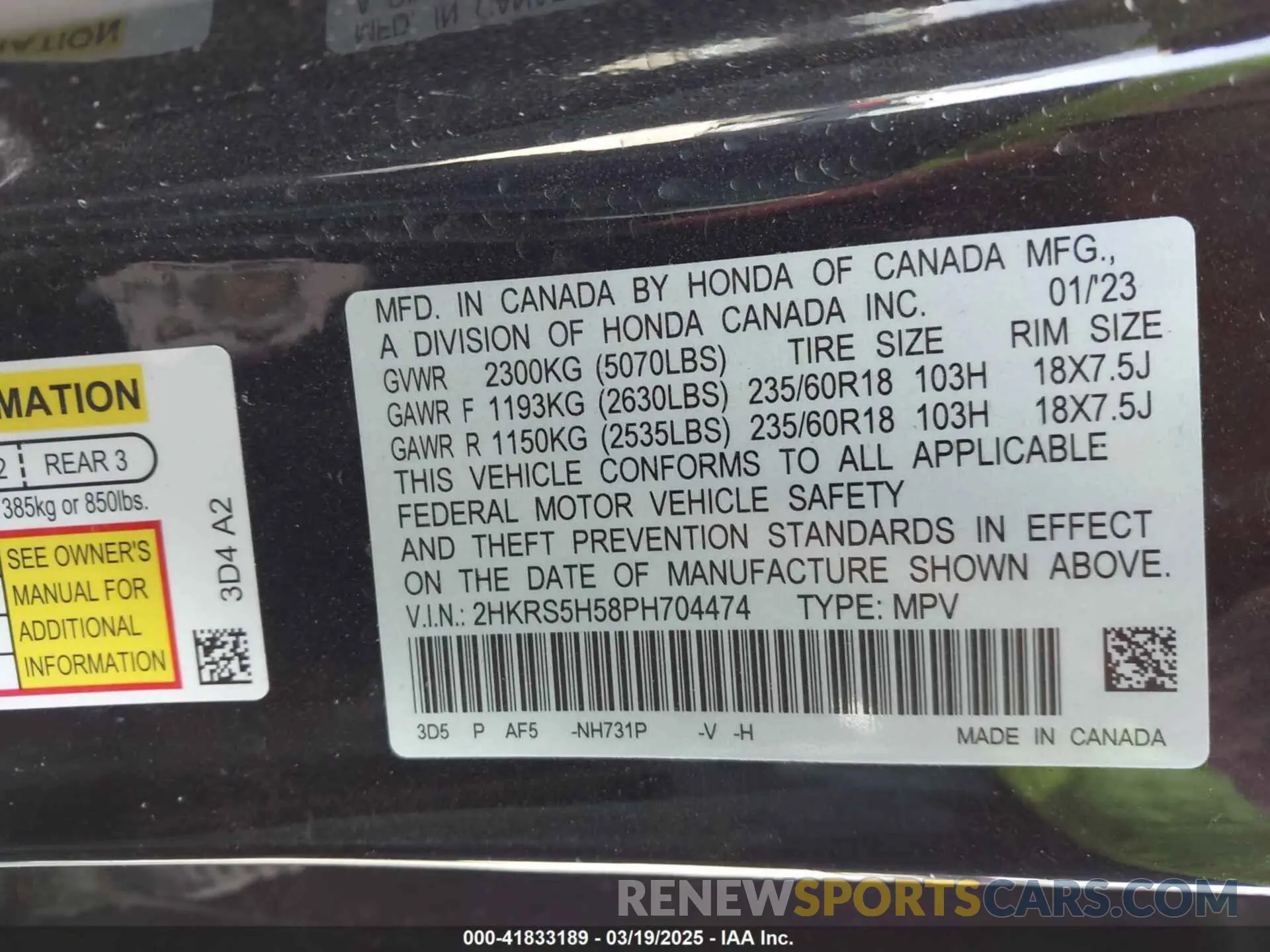 9 Photograph of a damaged car 2HKRS5H58PH704474 HONDA CR-V 2023