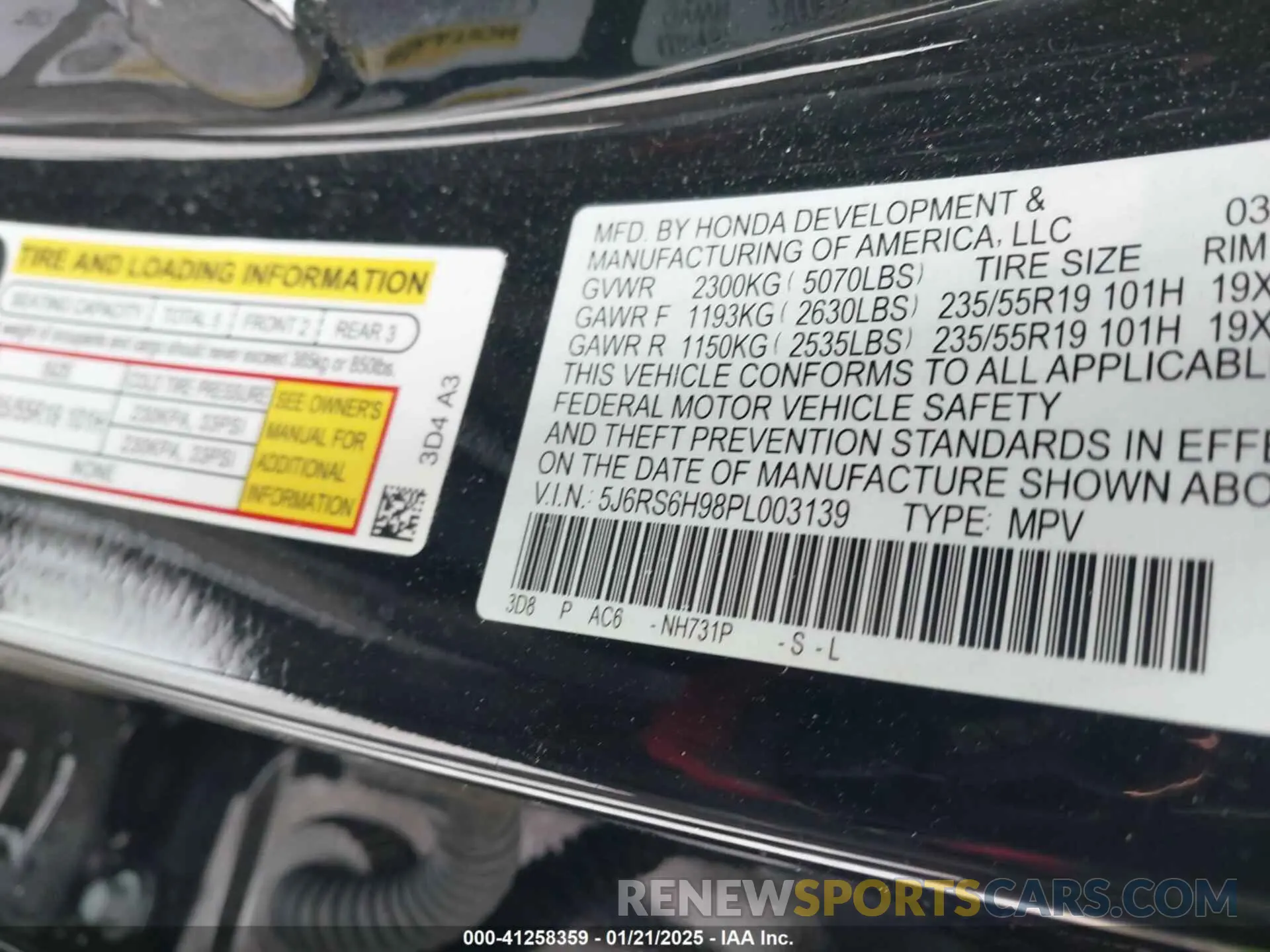 9 Фотография поврежденного автомобиля 5J6RS6H98PL003139 HONDA CR-V 2023