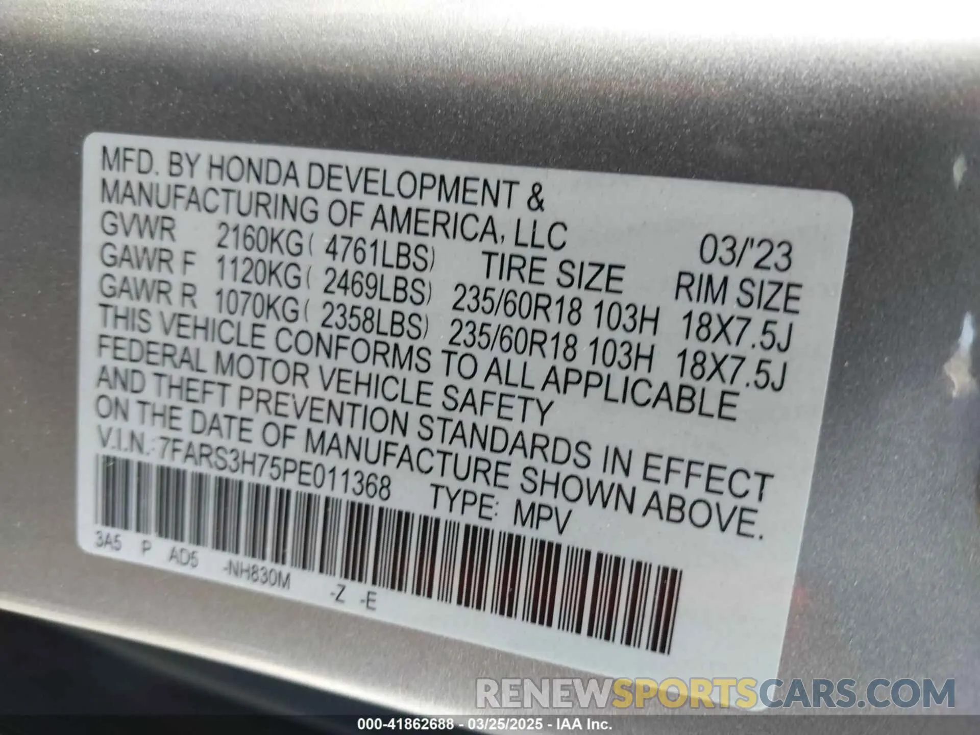 9 Photograph of a damaged car 7FARS3H75PE011368 HONDA CR-V 2023