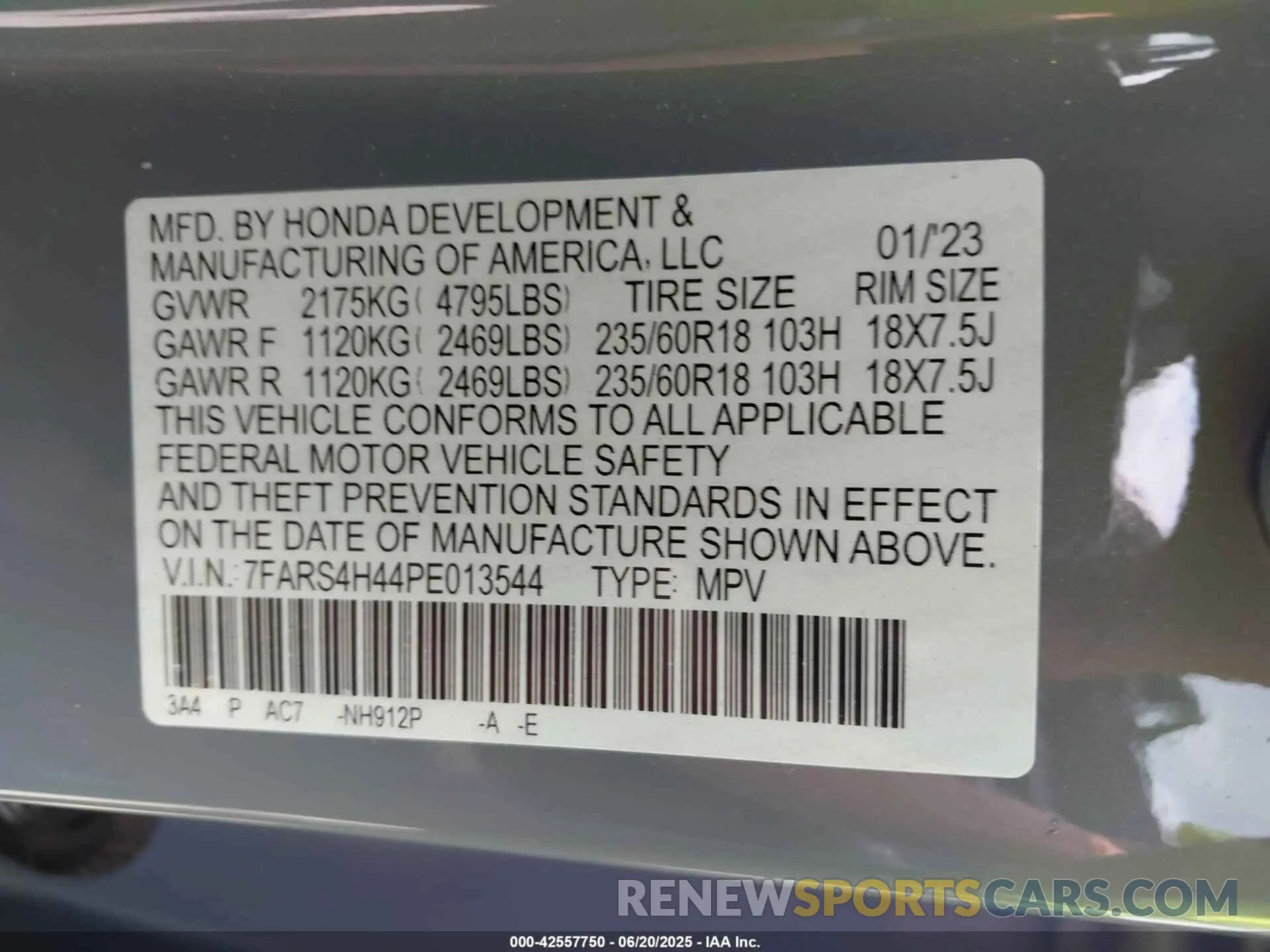 9 Фотография поврежденного автомобиля 7FARS4H44PE013544 HONDA CR-V 2023