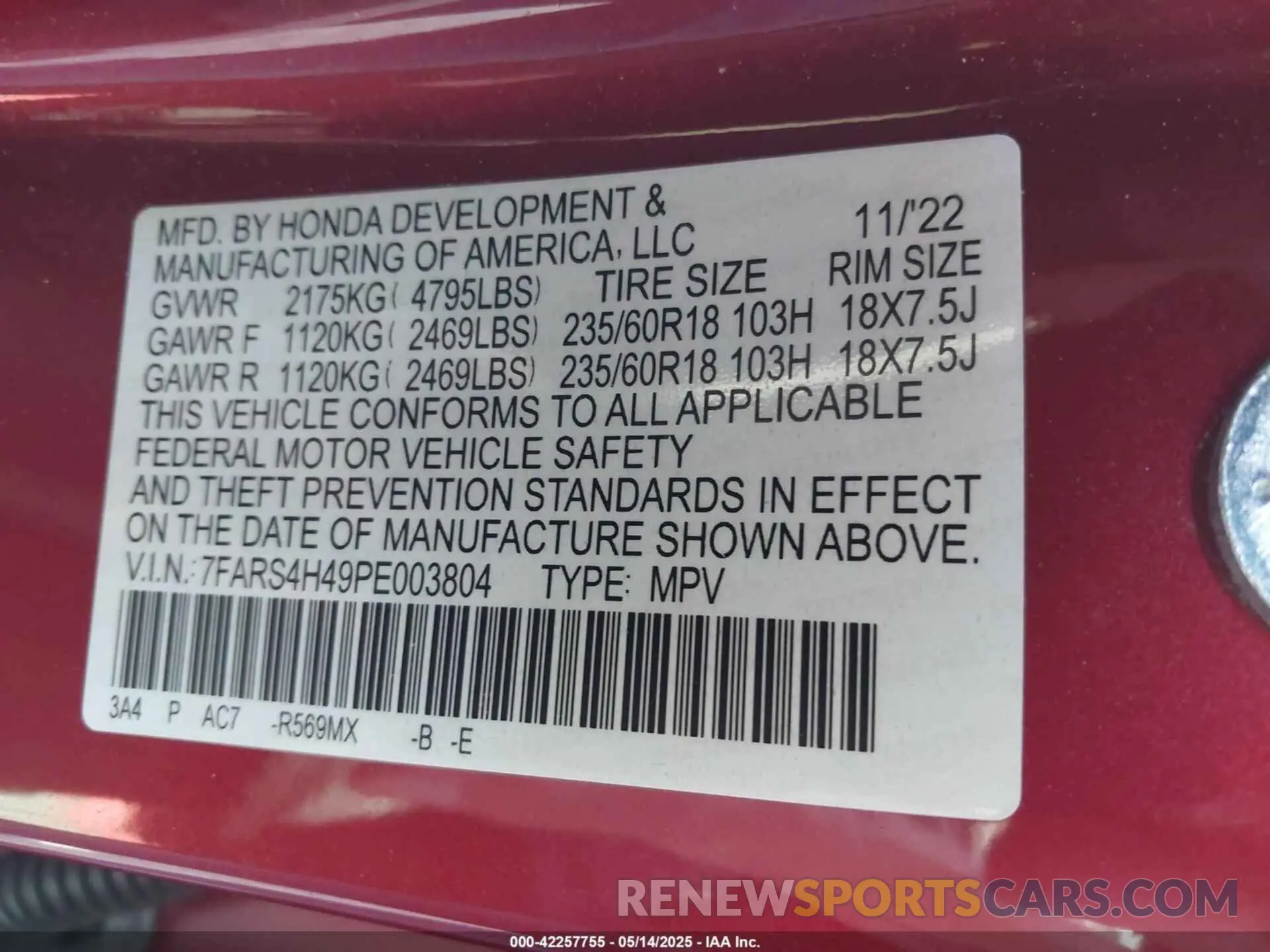9 Photograph of a damaged car 7FARS4H49PE003804 HONDA CR-V 2023