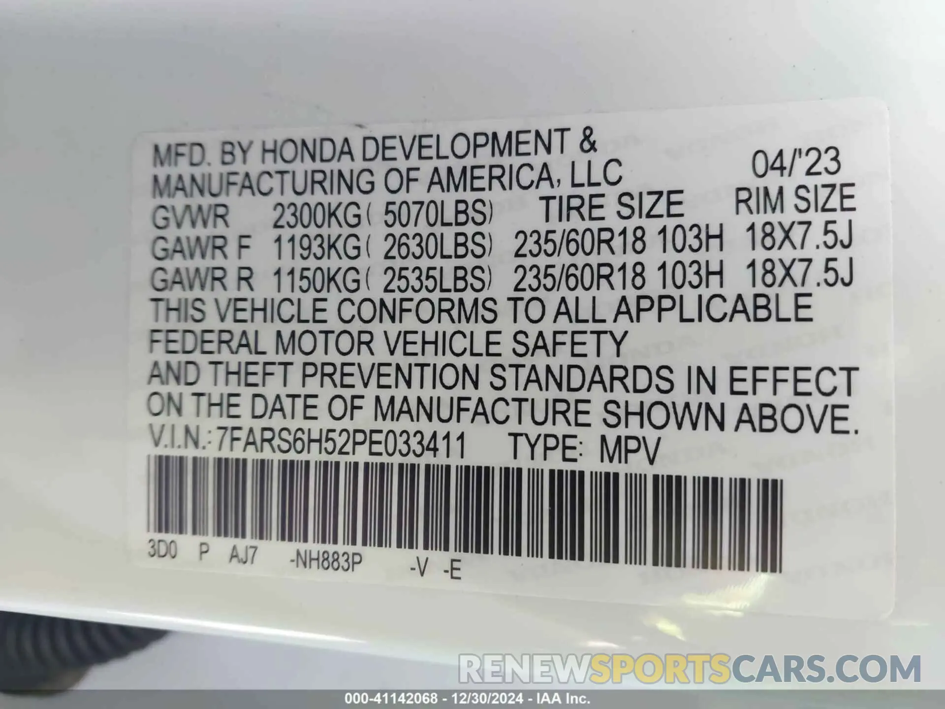 9 Photograph of a damaged car 7FARS6H52PE033411 HONDA CR-V 2023