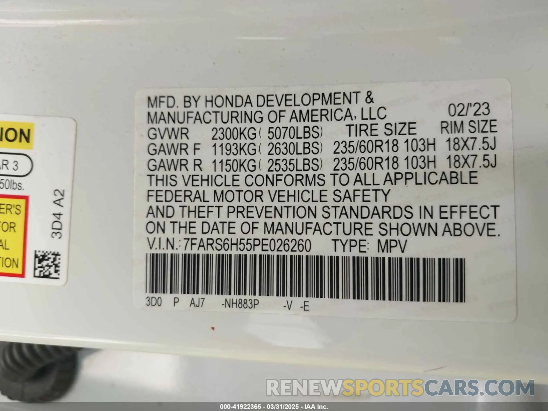 9 Photograph of a damaged car 7FARS6H55PE026260 HONDA CR-V 2023