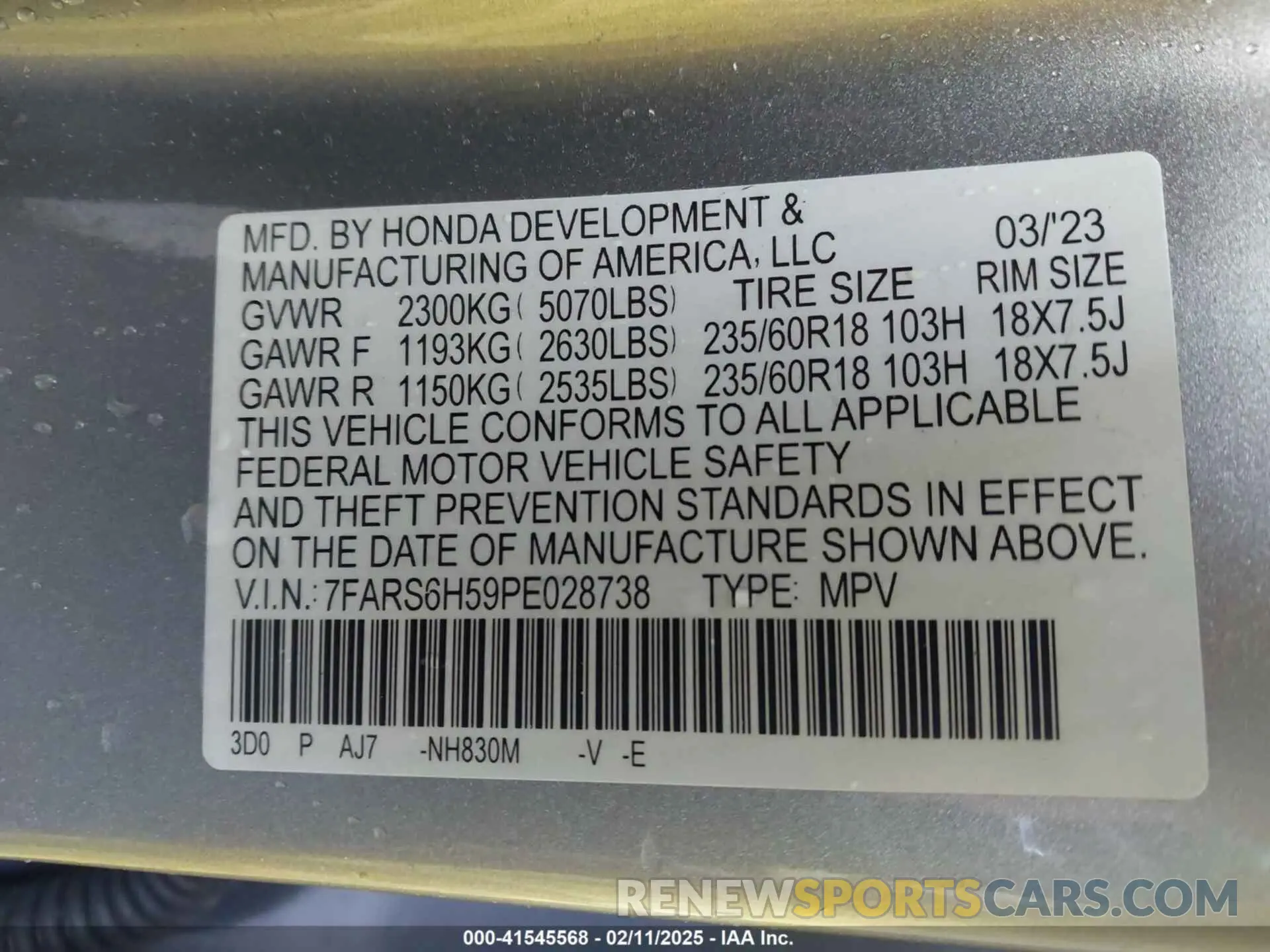 9 Photograph of a damaged car 7FARS6H59PE028738 HONDA CR-V 2023