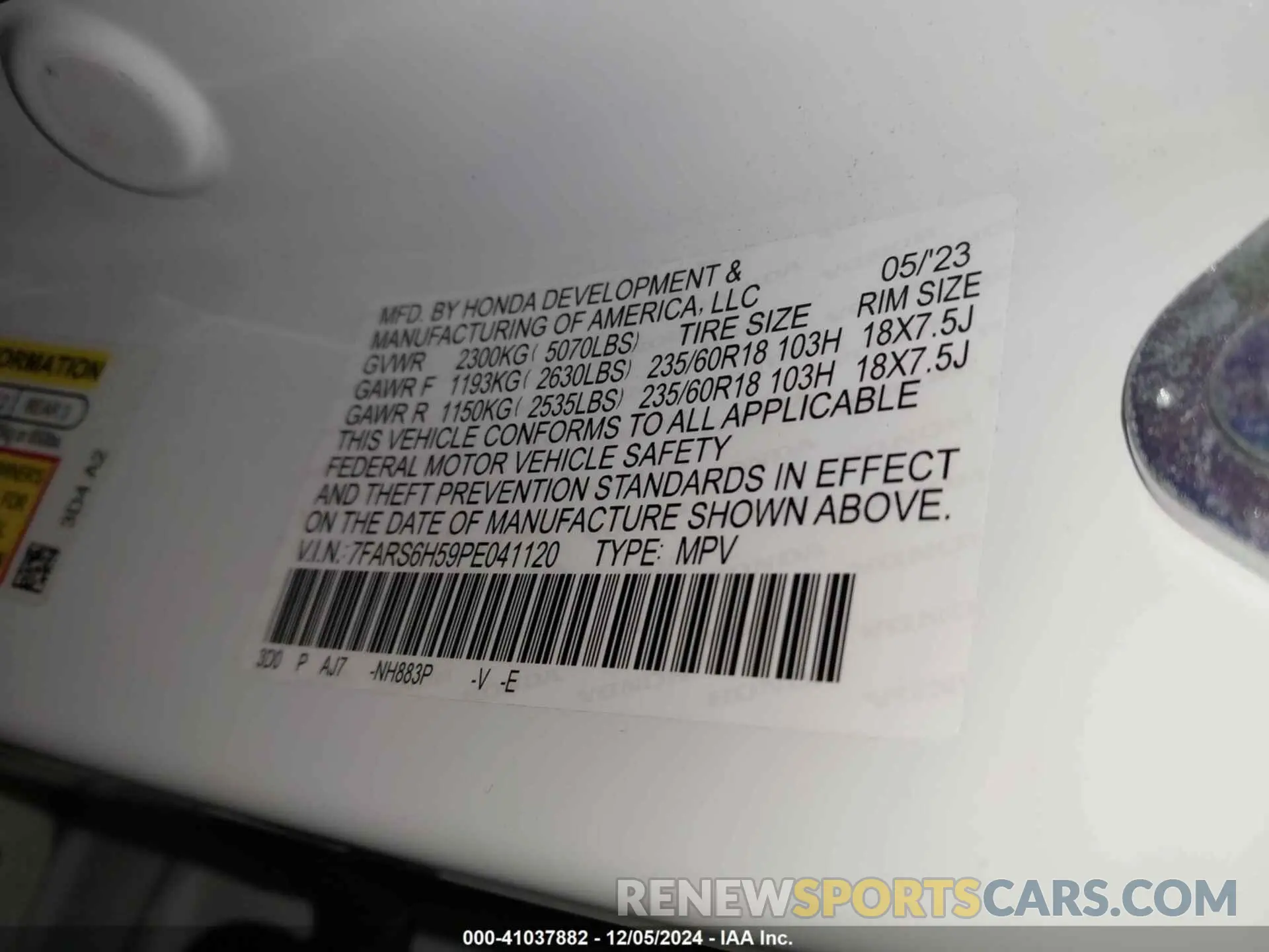 9 Photograph of a damaged car 7FARS6H59PE041120 HONDA CR-V 2023