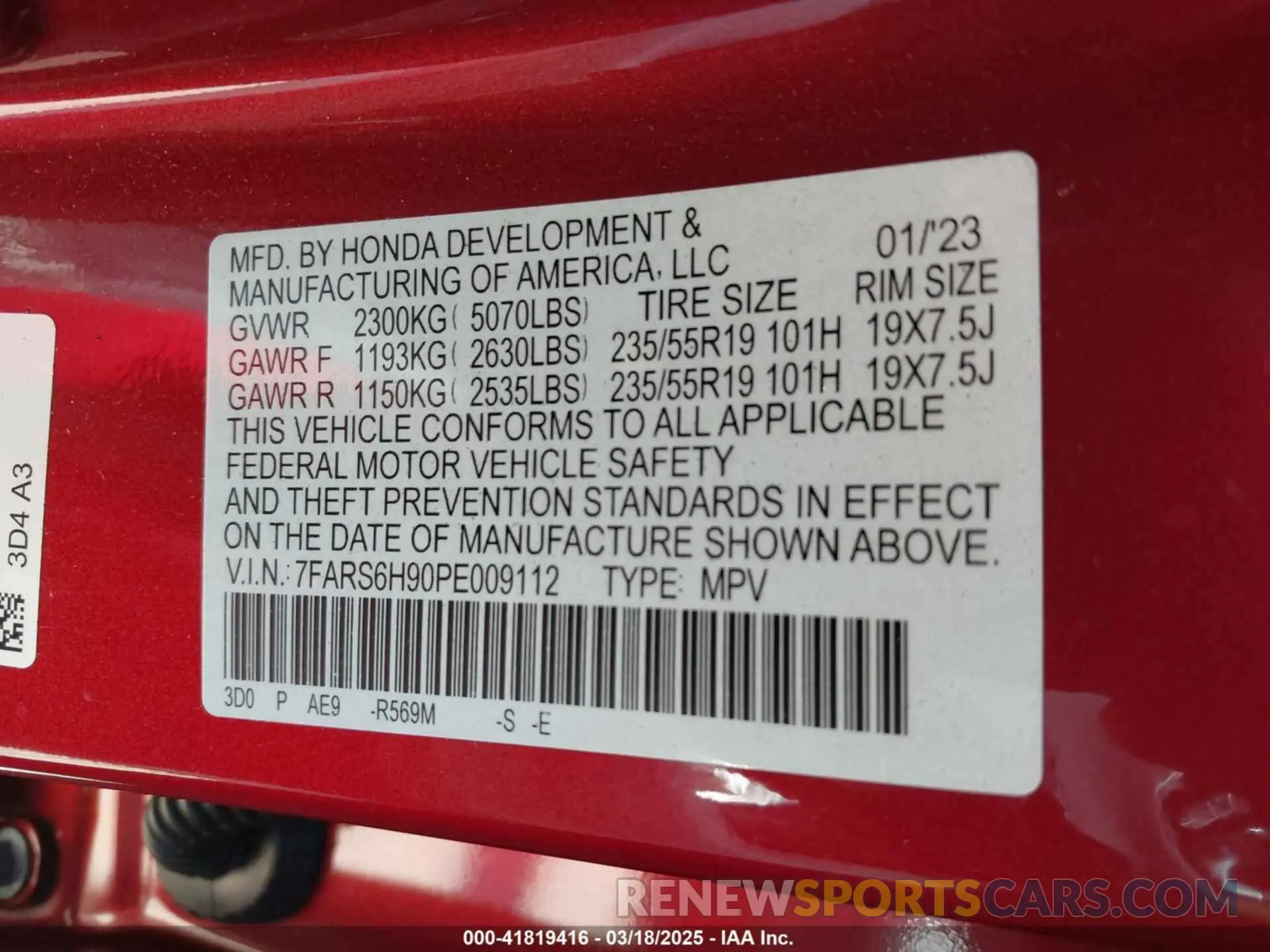 9 Photograph of a damaged car 7FARS6H90PE009112 HONDA CR-V 2023