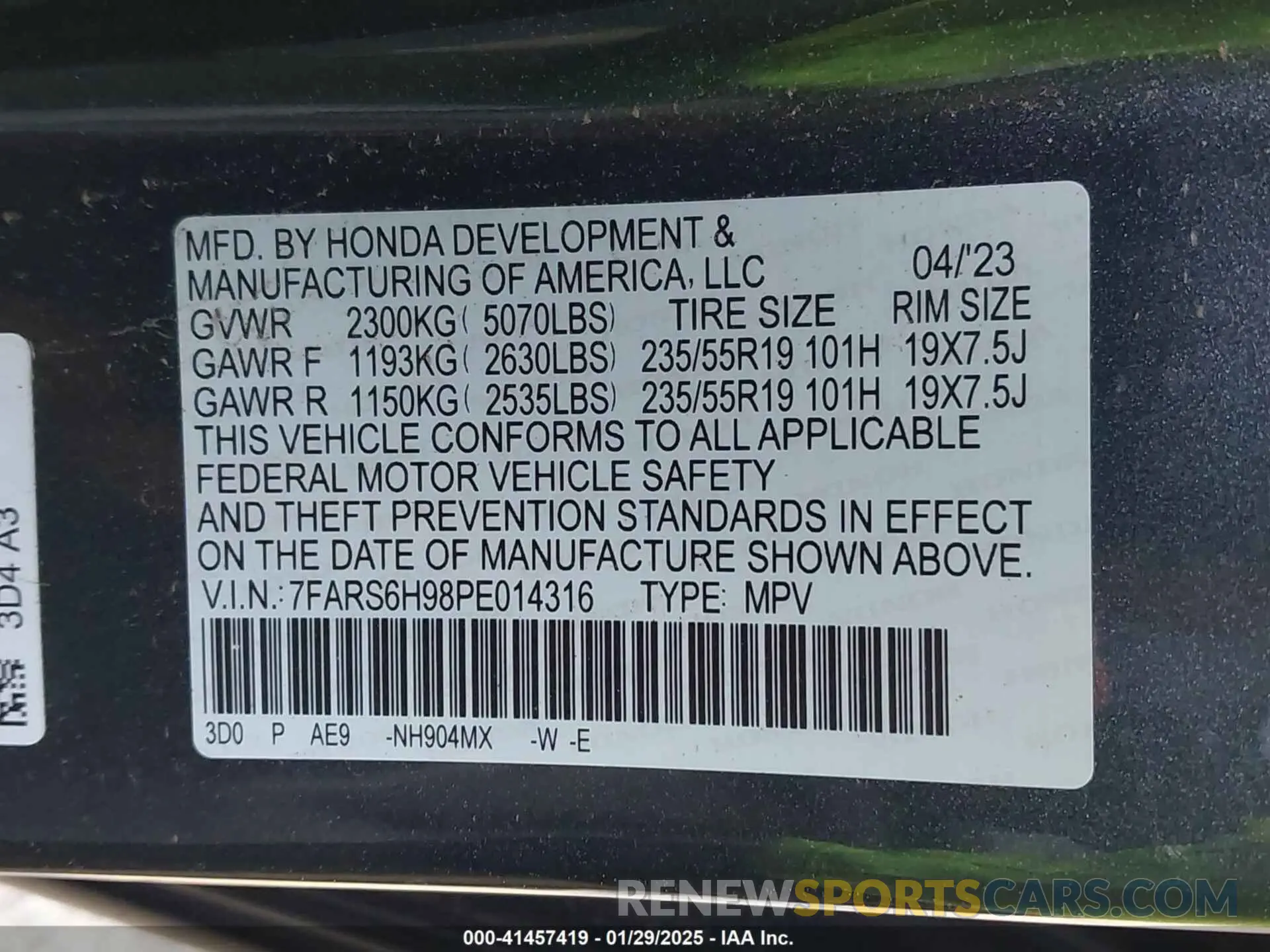 9 Фотография поврежденного автомобиля 7FARS6H98PE014316 HONDA CR-V 2023
