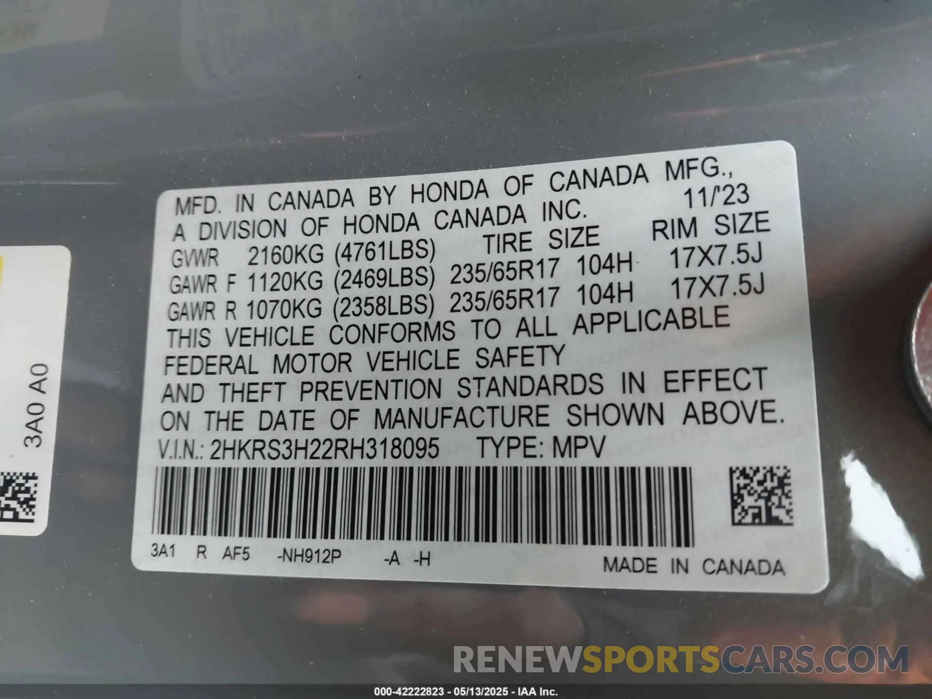 9 Фотография поврежденного автомобиля 2HKRS3H22RH318095 HONDA CR-V 2024