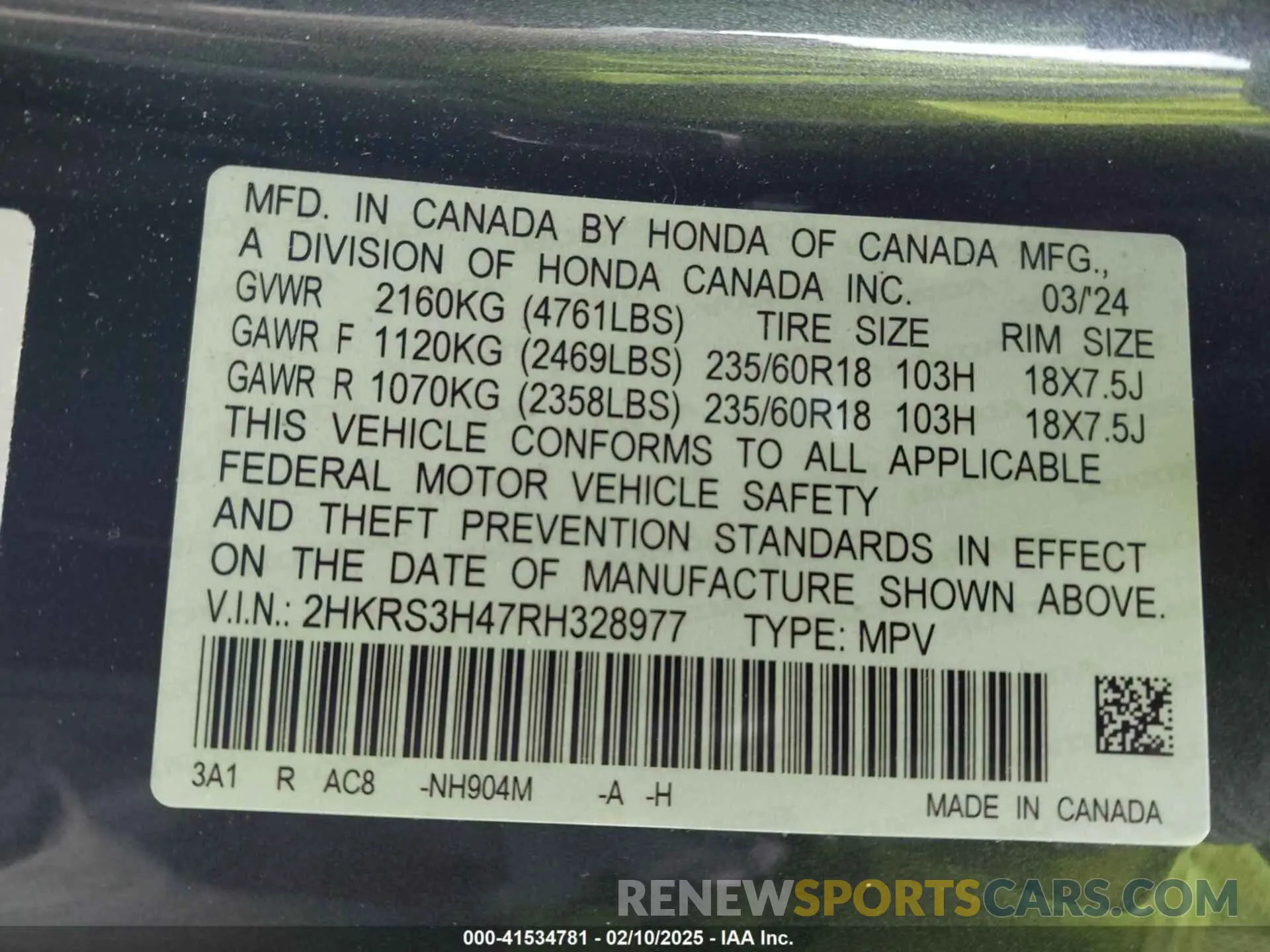 9 Фотография поврежденного автомобиля 2HKRS3H47RH328977 HONDA CR-V 2024
