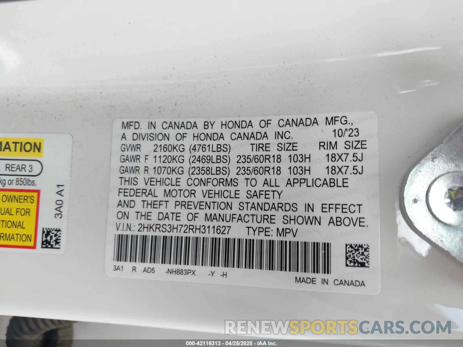 9 Фотография поврежденного автомобиля 2HKRS3H72RH311627 HONDA CR-V 2024