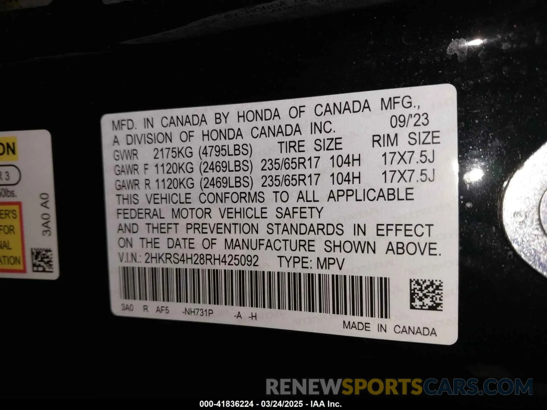 9 Photograph of a damaged car 2HKRS4H28RH425092 HONDA CR-V 2024