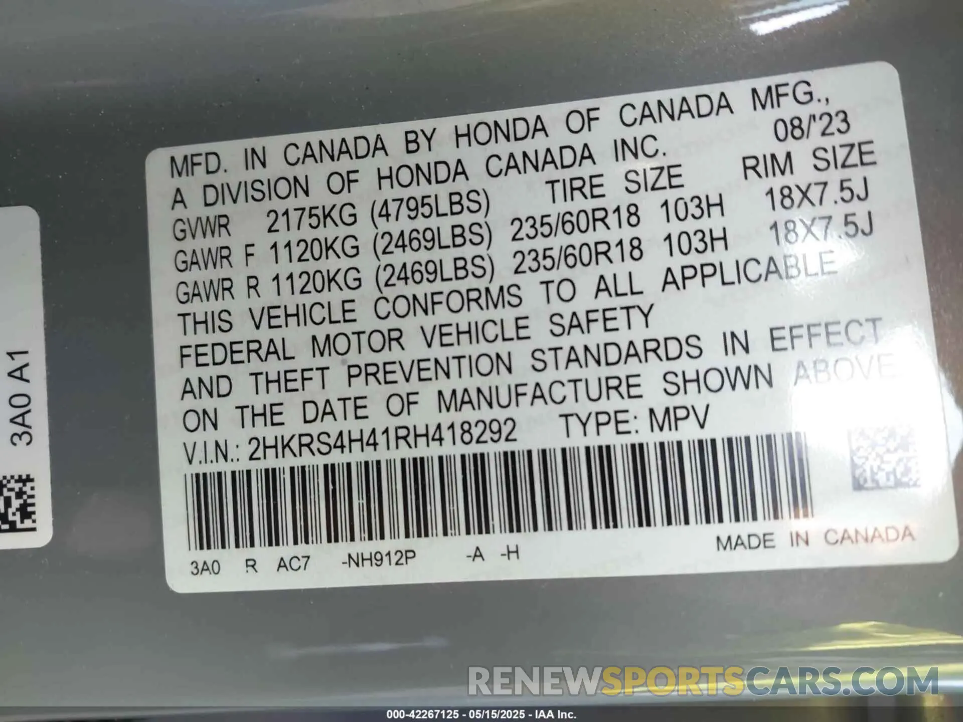 9 Photograph of a damaged car 2HKRS4H41RH418292 HONDA CR-V 2024