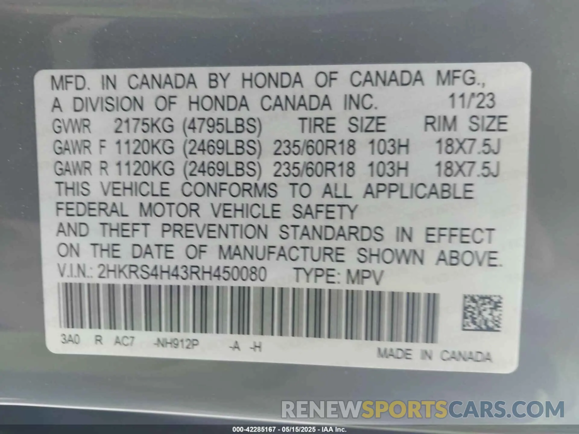 9 Photograph of a damaged car 2HKRS4H43RH450080 HONDA CR-V 2024