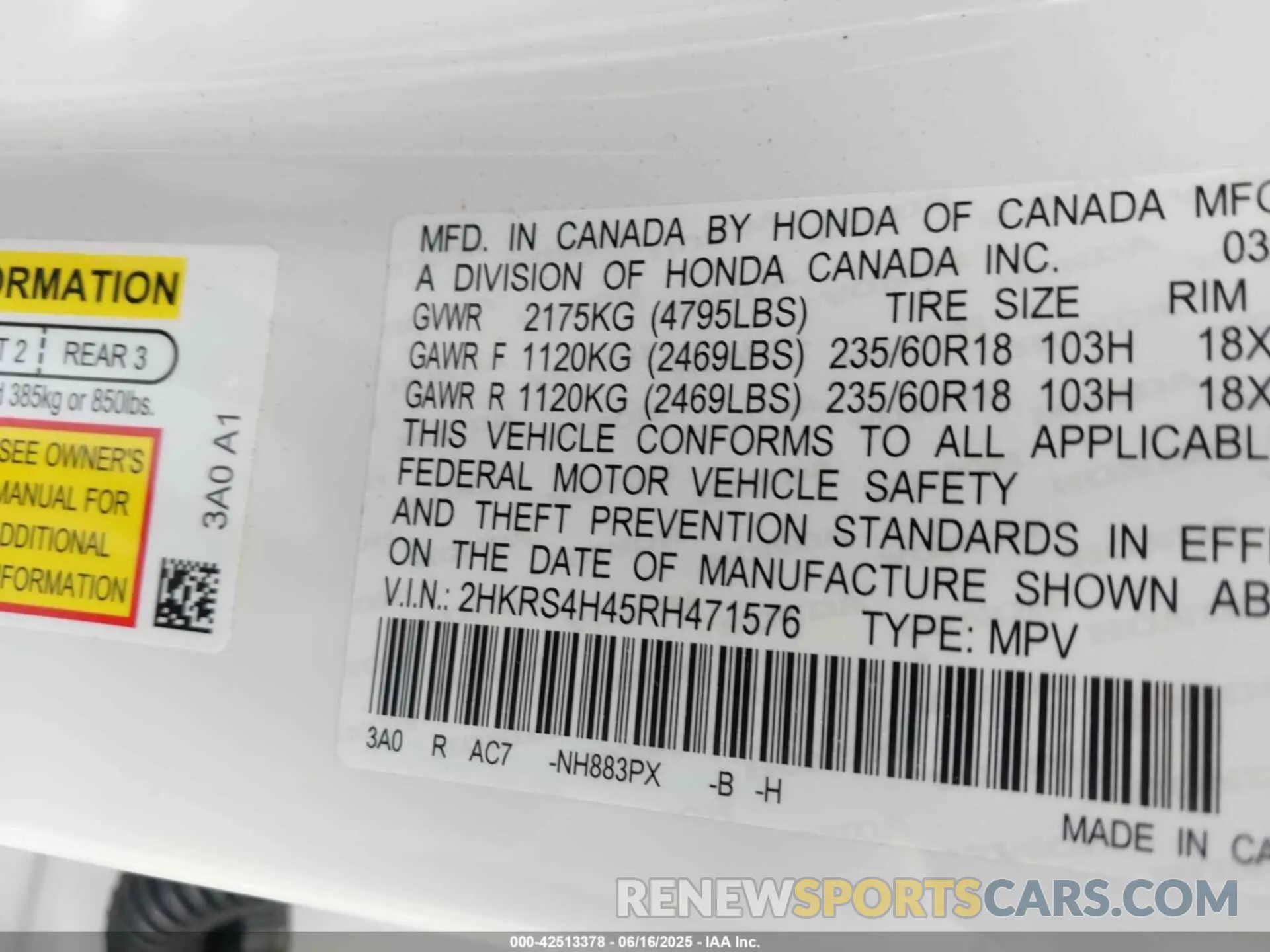 9 Фотография поврежденного автомобиля 2HKRS4H45RH471576 HONDA CR-V 2024