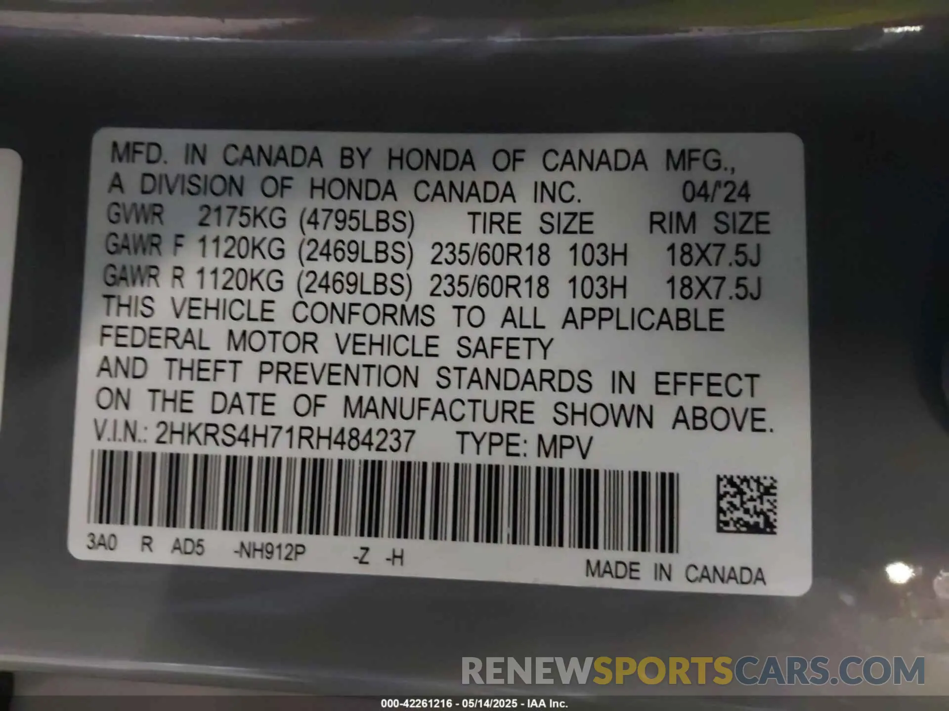 9 Photograph of a damaged car 2HKRS4H71RH484237 HONDA CR-V 2024