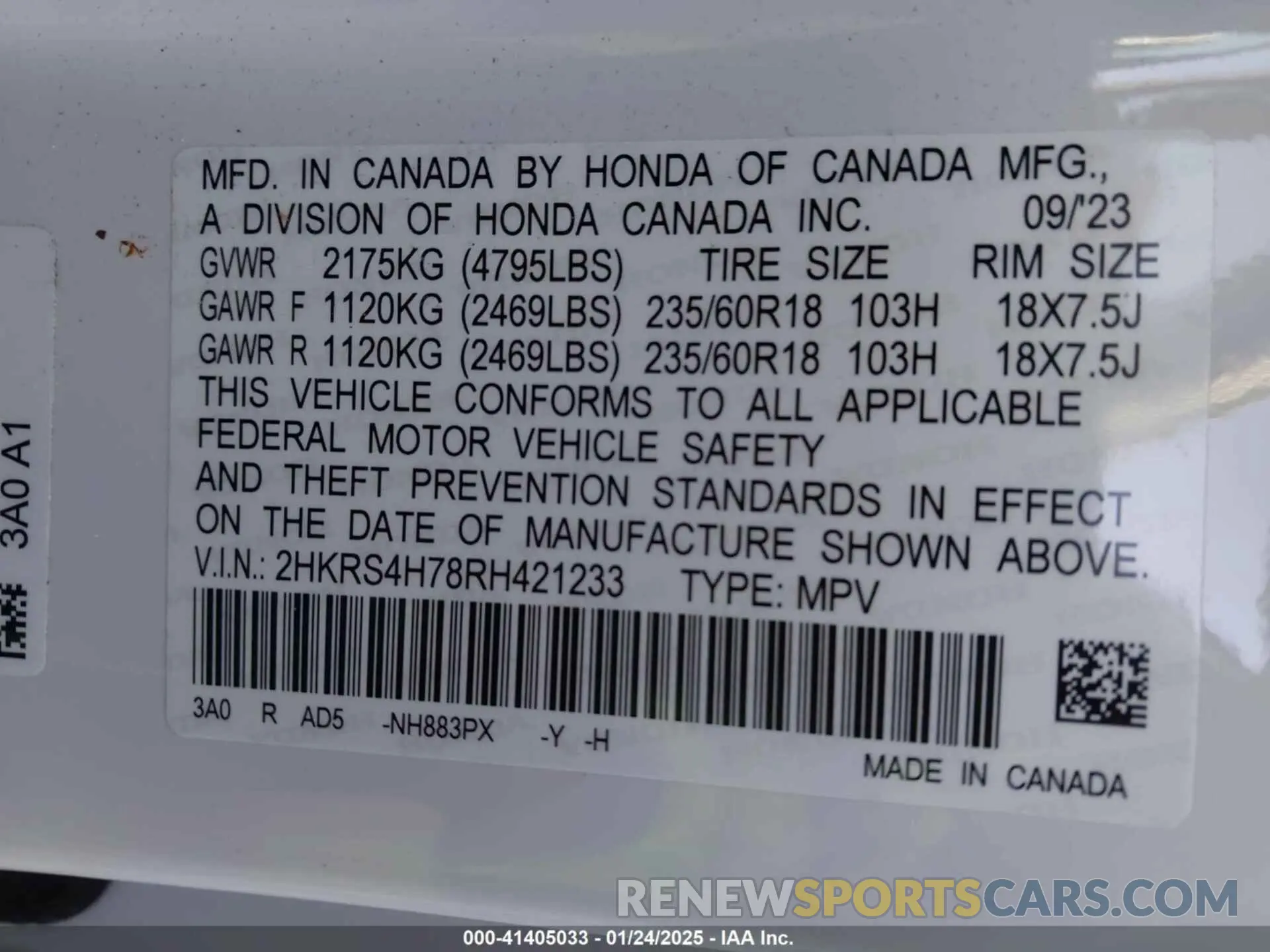 9 Photograph of a damaged car 2HKRS4H78RH421233 HONDA CR-V 2024