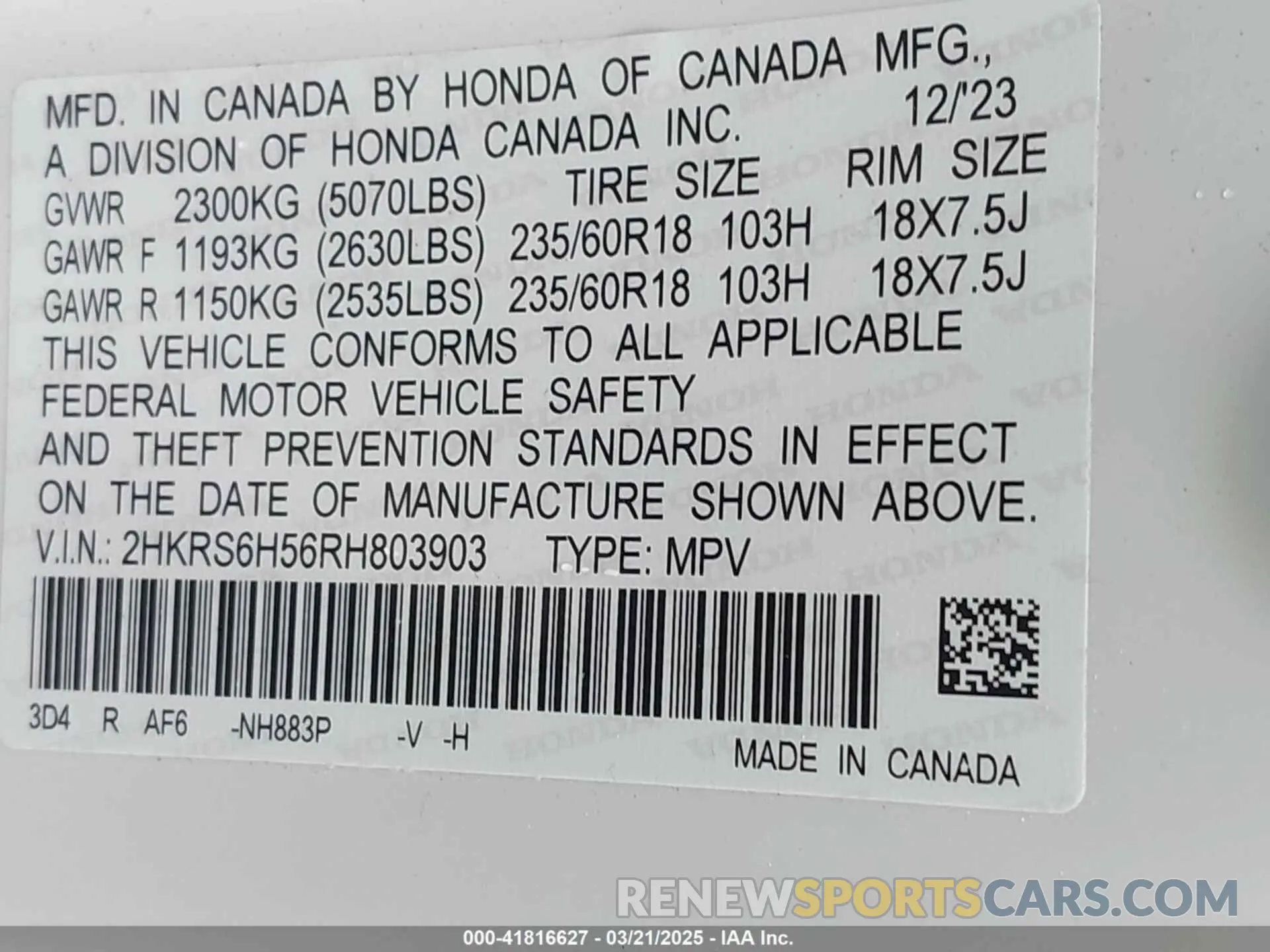9 Фотография поврежденного автомобиля 2HKRS6H56RH803903 HONDA CR-V 2024