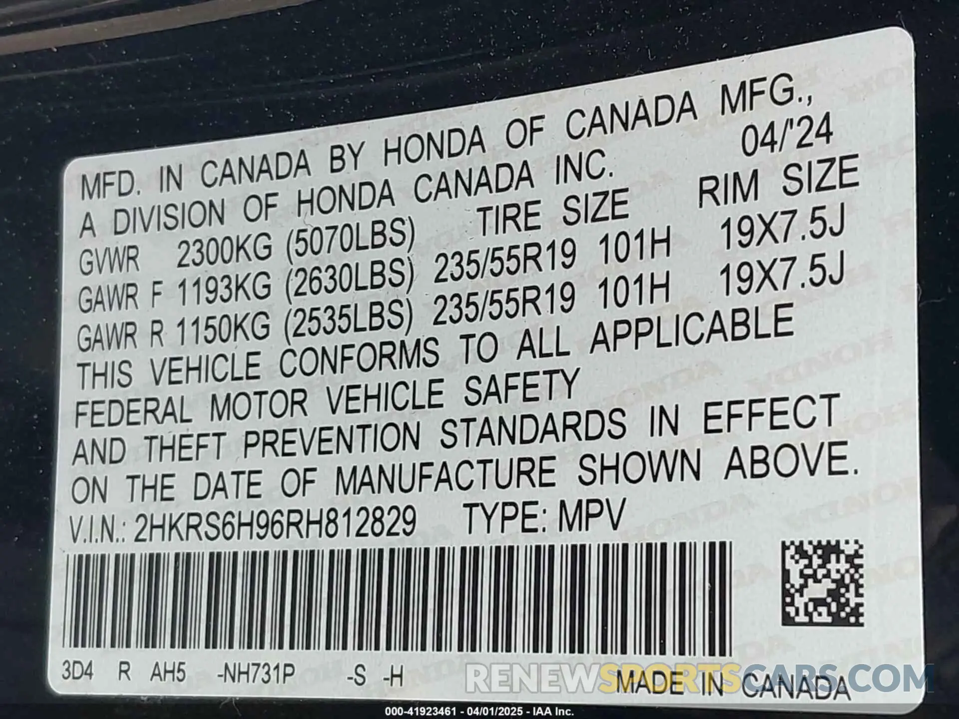 9 Фотография поврежденного автомобиля 2HKRS6H96RH812829 HONDA CR-V 2024