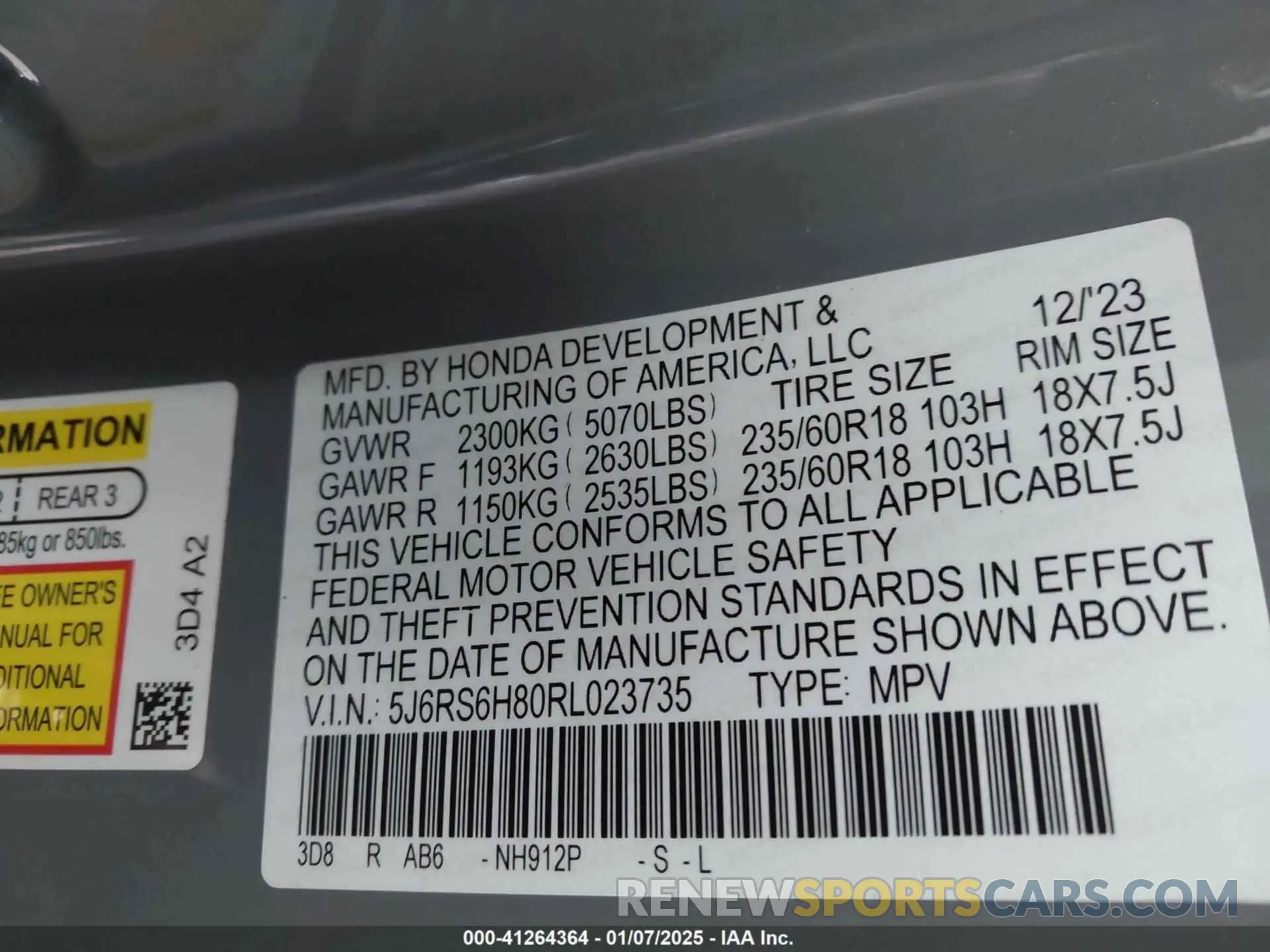 9 Фотография поврежденного автомобиля 5J6RS6H80RL023735 HONDA CR-V 2024