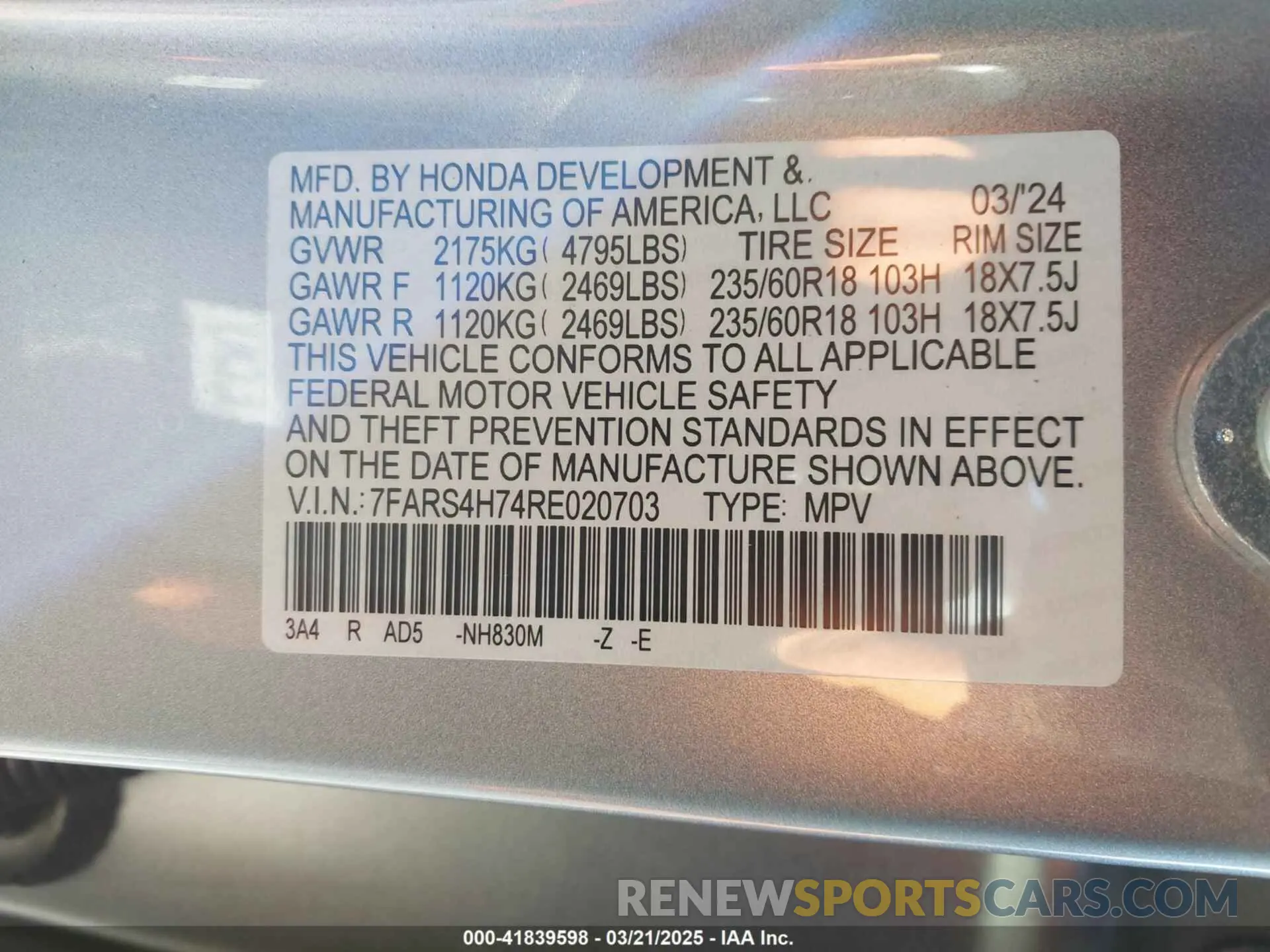 9 Фотография поврежденного автомобиля 7FARS4H74RE020703 HONDA CR-V 2024