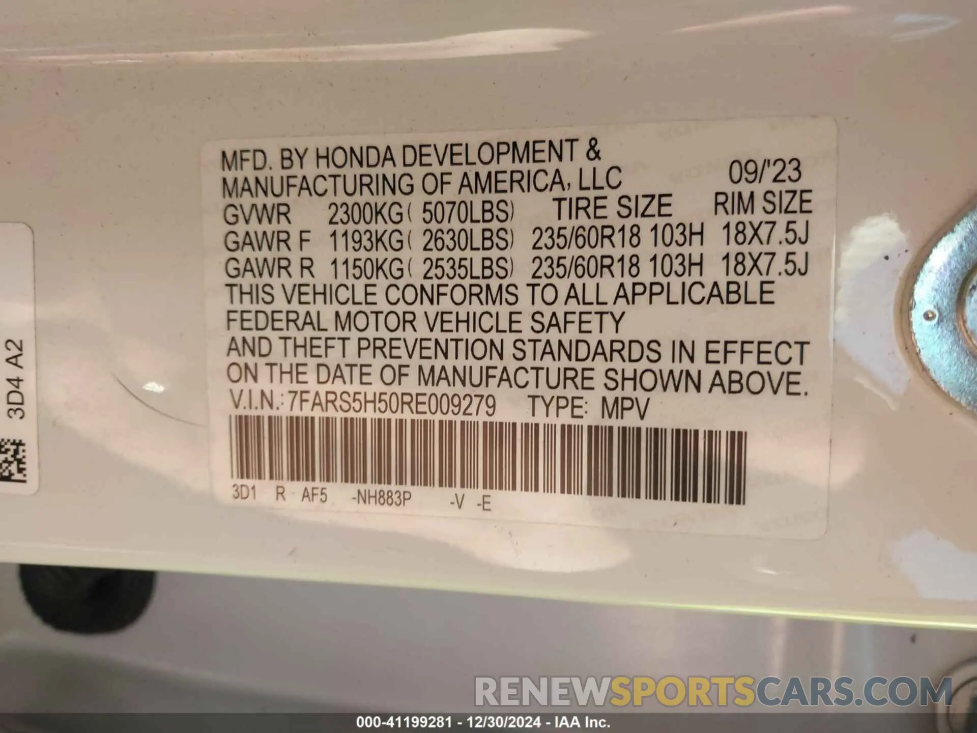 9 Фотография поврежденного автомобиля 7FARS5H50RE009279 HONDA CR-V 2024