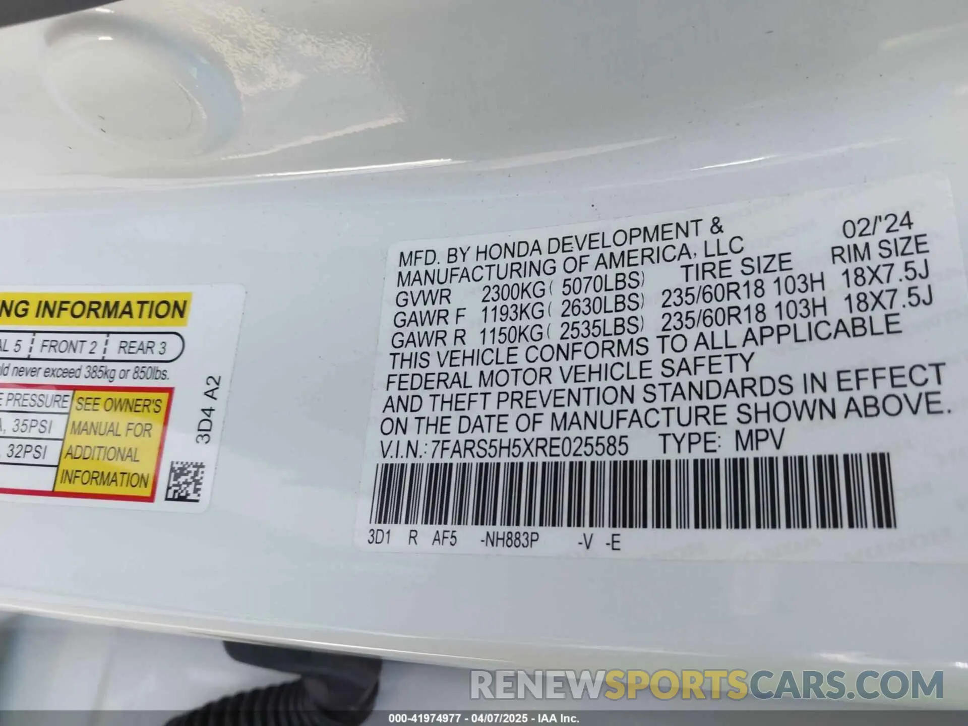 9 Фотография поврежденного автомобиля 7FARS5H5XRE025585 HONDA CR-V 2024