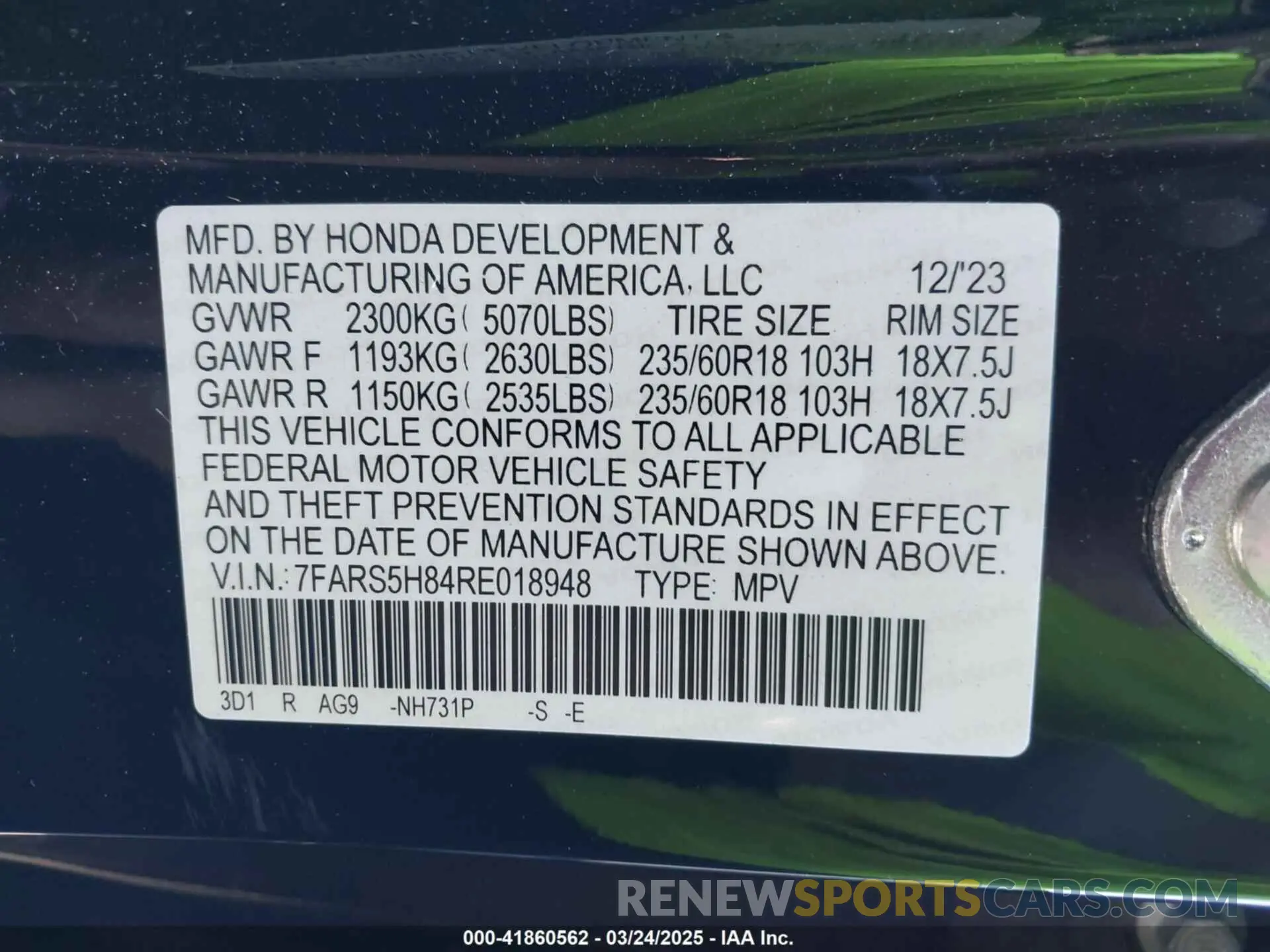 9 Фотография поврежденного автомобиля 7FARS5H84RE018948 HONDA CR-V 2024