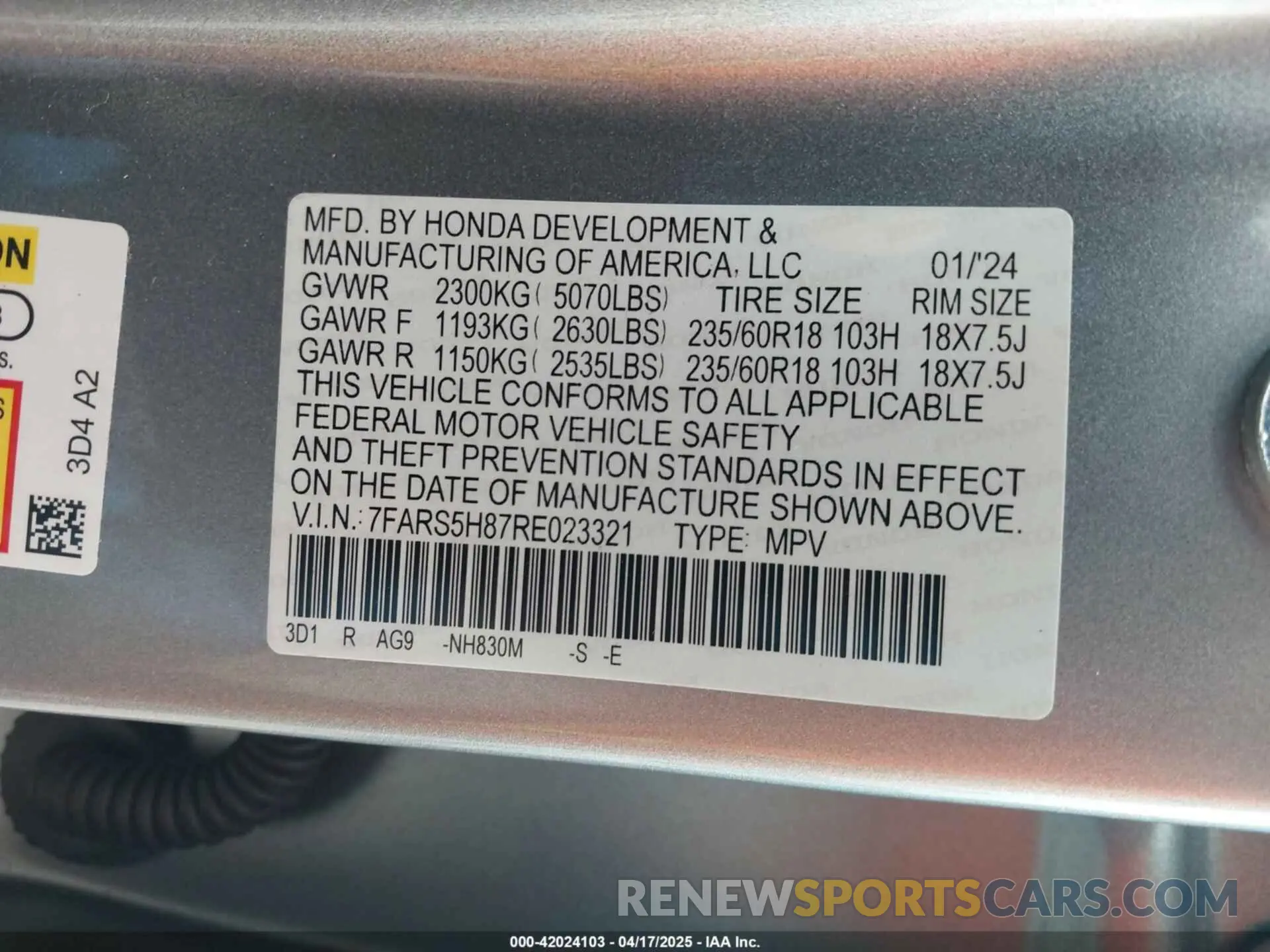 9 Photograph of a damaged car 7FARS5H87RE023321 HONDA CR-V 2024