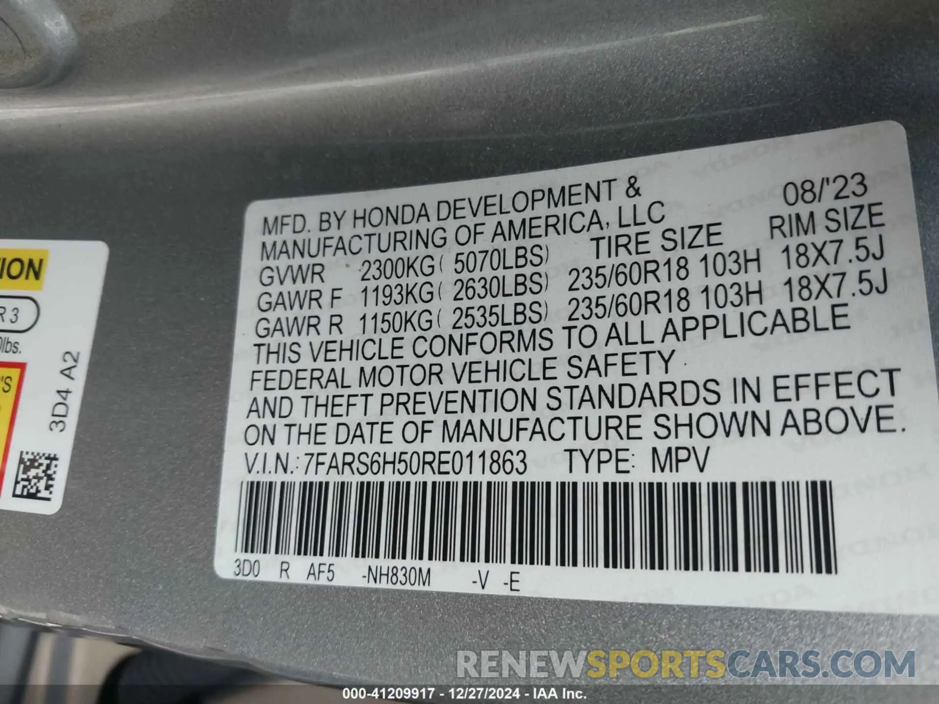 9 Фотография поврежденного автомобиля 7FARS6H50RE011863 HONDA CR-V 2024