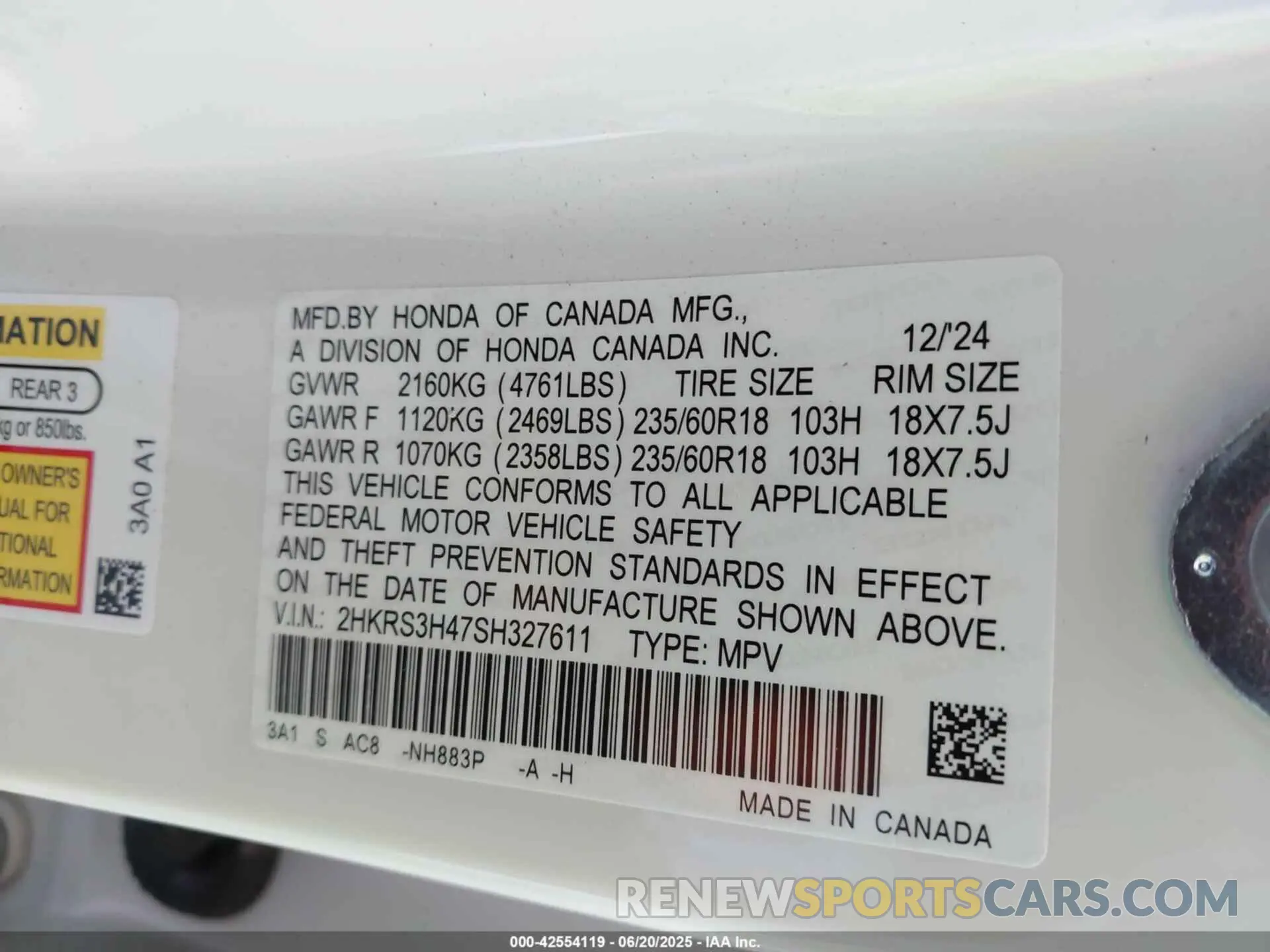 9 Photograph of a damaged car 2HKRS3H47SH327611 HONDA CR-V 2025