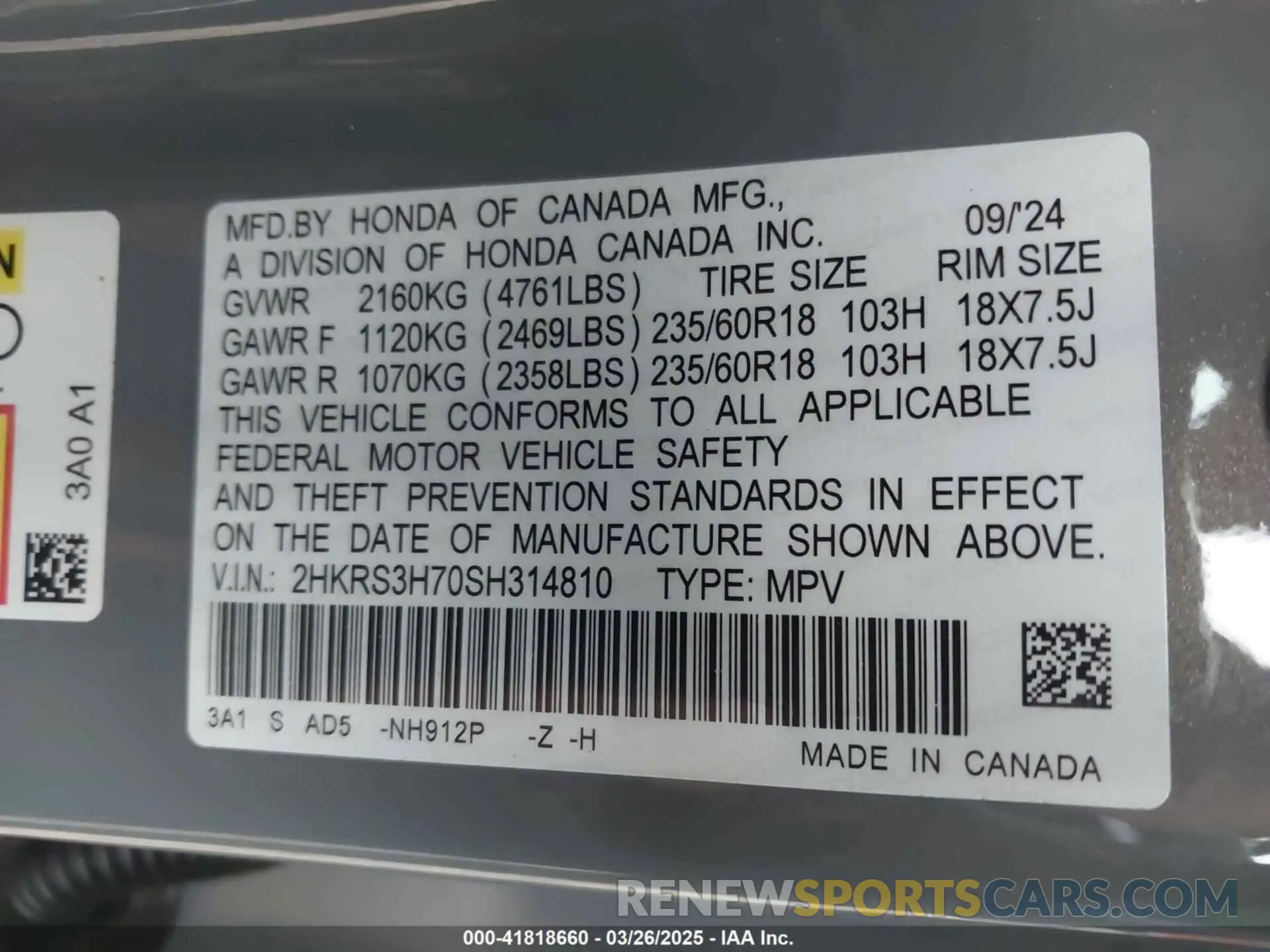 9 Photograph of a damaged car 2HKRS3H70SH314810 HONDA CR-V 2025