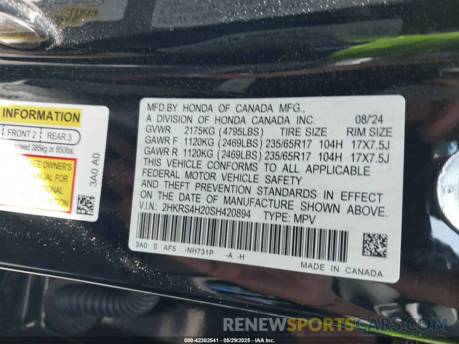 9 Photograph of a damaged car 2HKRS4H20SH420894 HONDA CR-V 2025