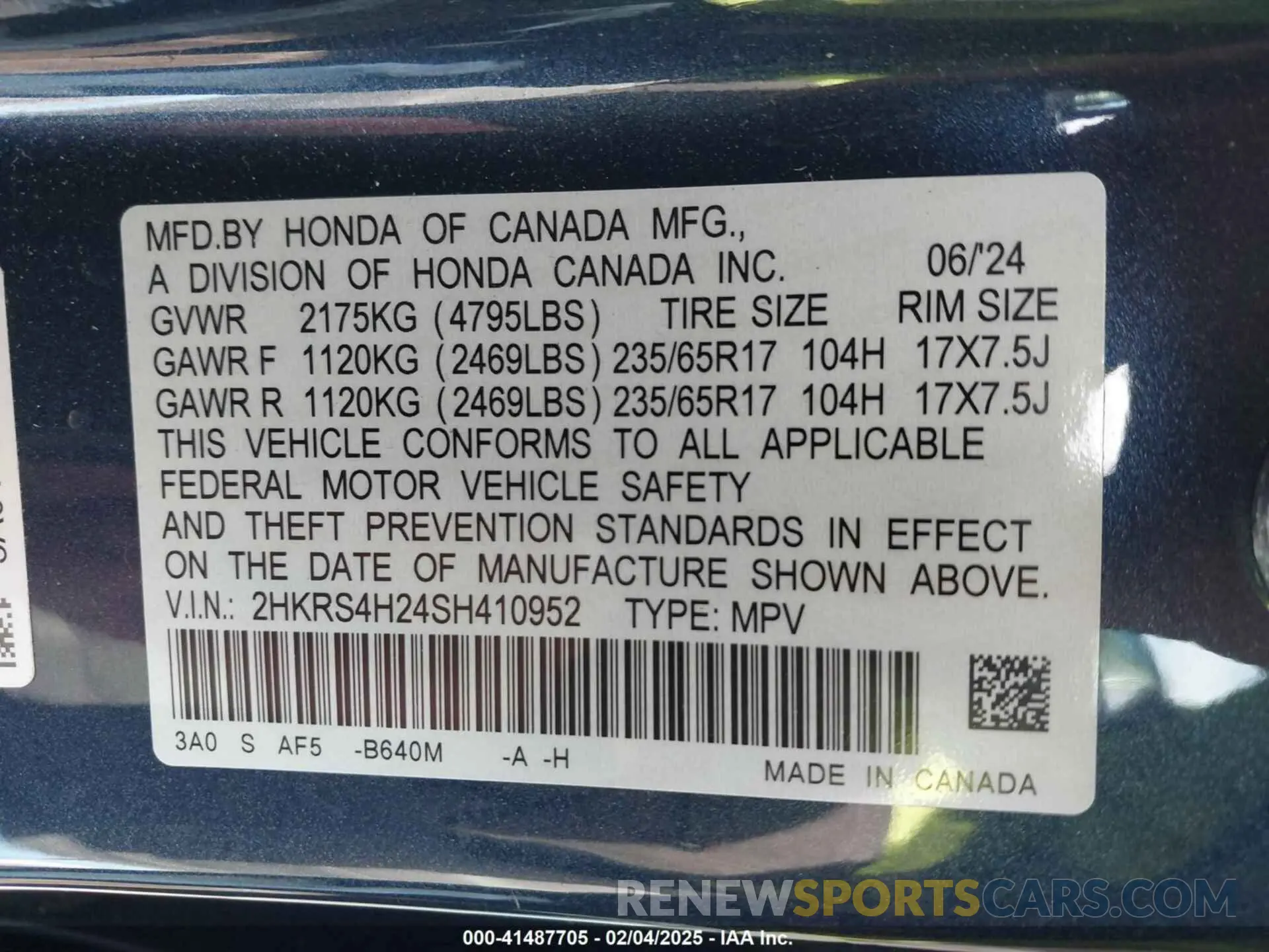 9 Фотография поврежденного автомобиля 2HKRS4H24SH410952 HONDA CR-V 2025