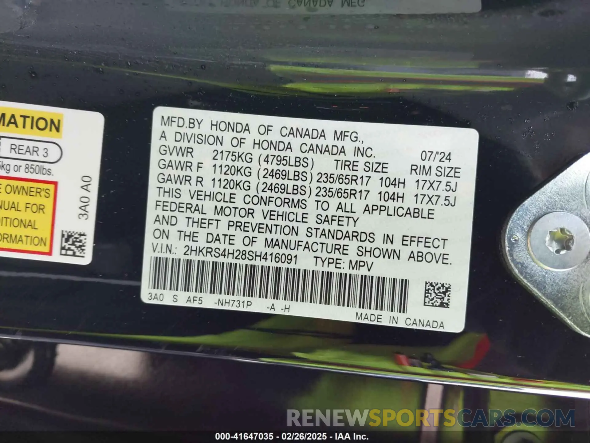 9 Photograph of a damaged car 2HKRS4H28SH416091 HONDA CR-V 2025