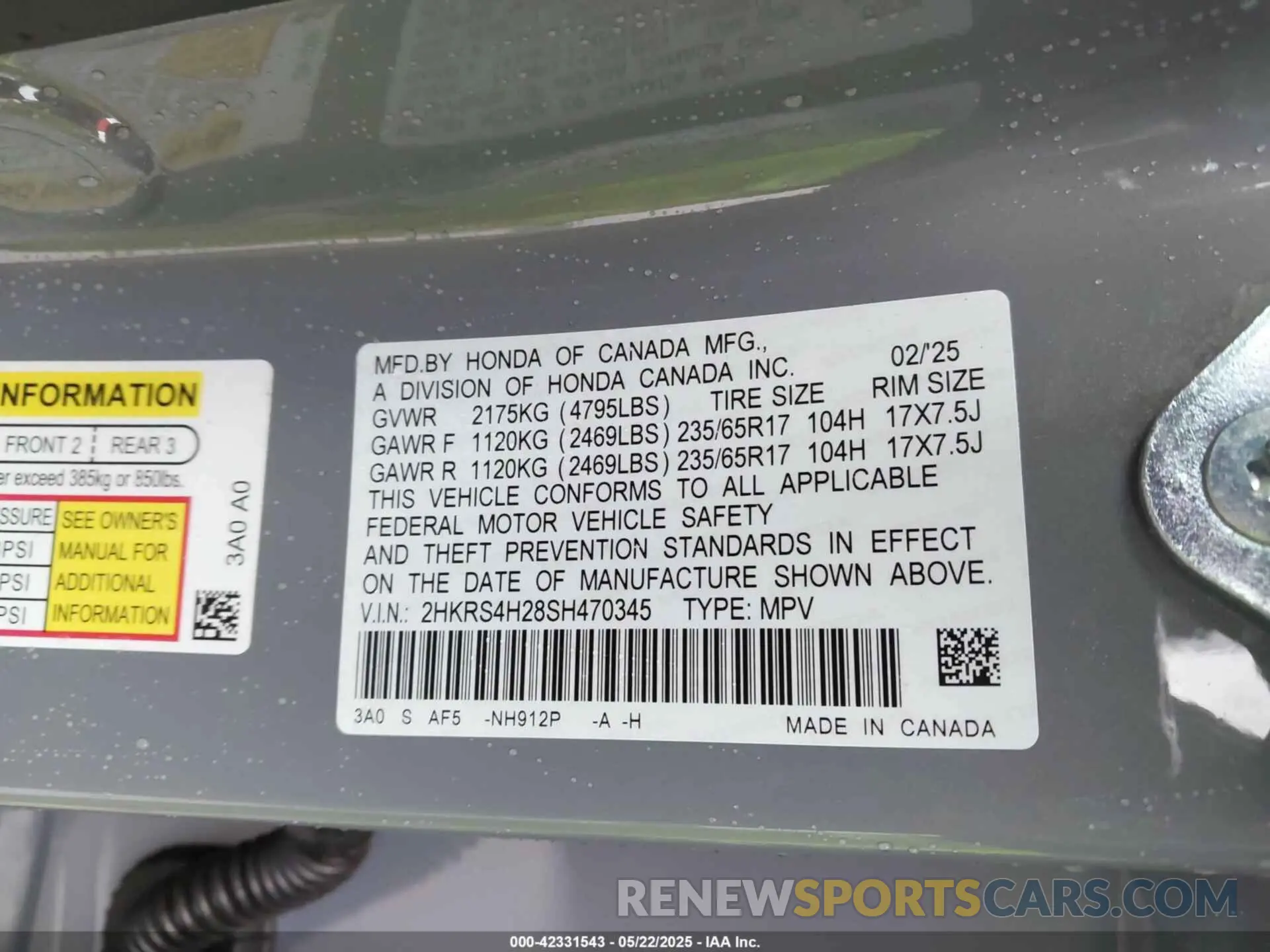 9 Фотография поврежденного автомобиля 2HKRS4H28SH470345 HONDA CR-V 2025