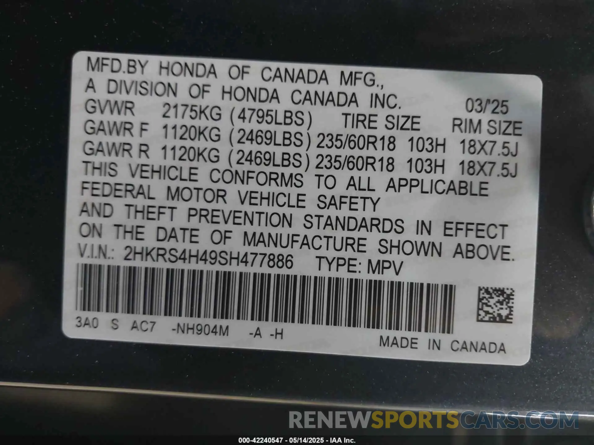 9 Photograph of a damaged car 2HKRS4H49SH477886 HONDA CR-V 2025