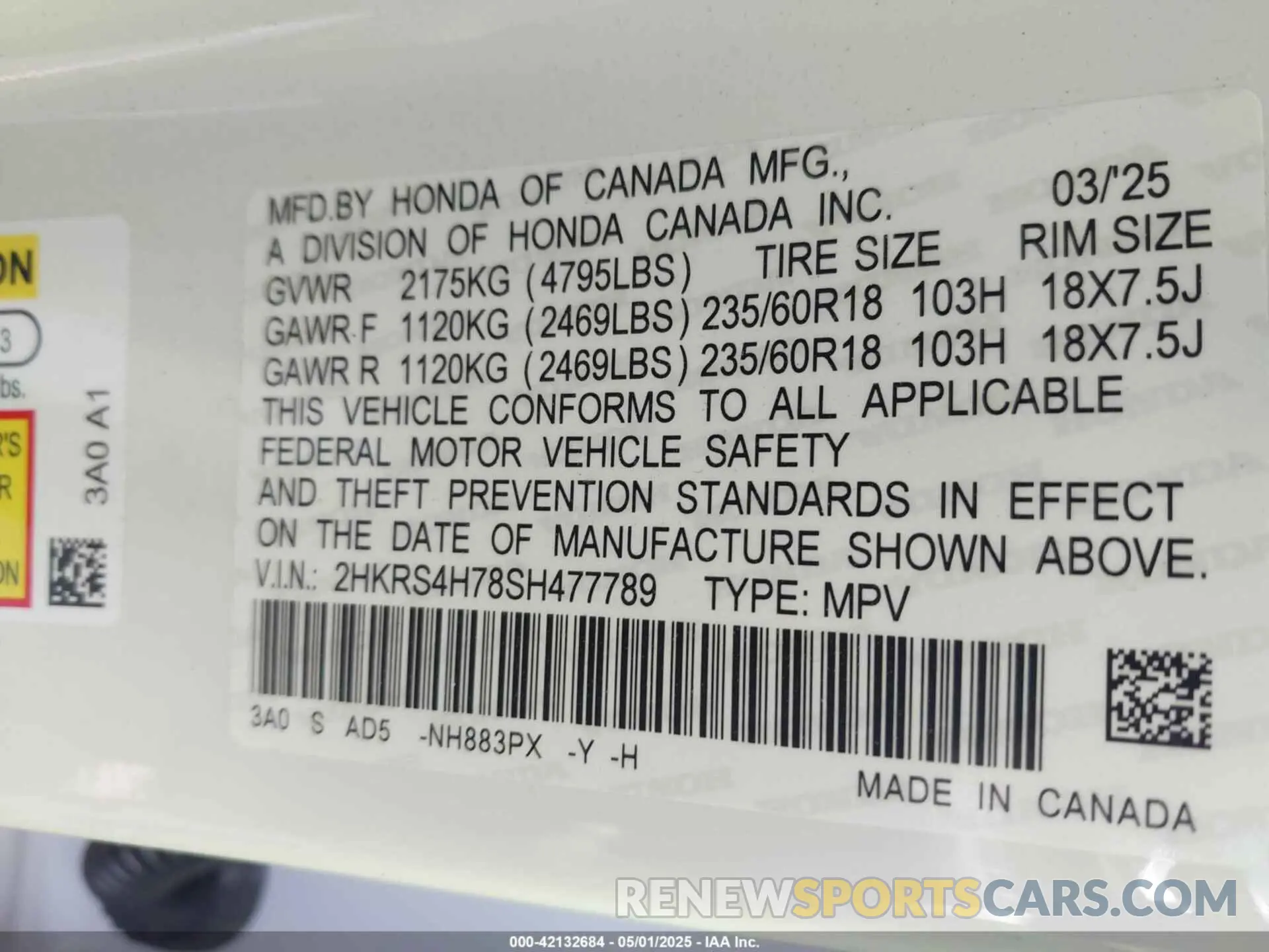 9 Photograph of a damaged car 2HKRS4H78SH477789 HONDA CR-V 2025